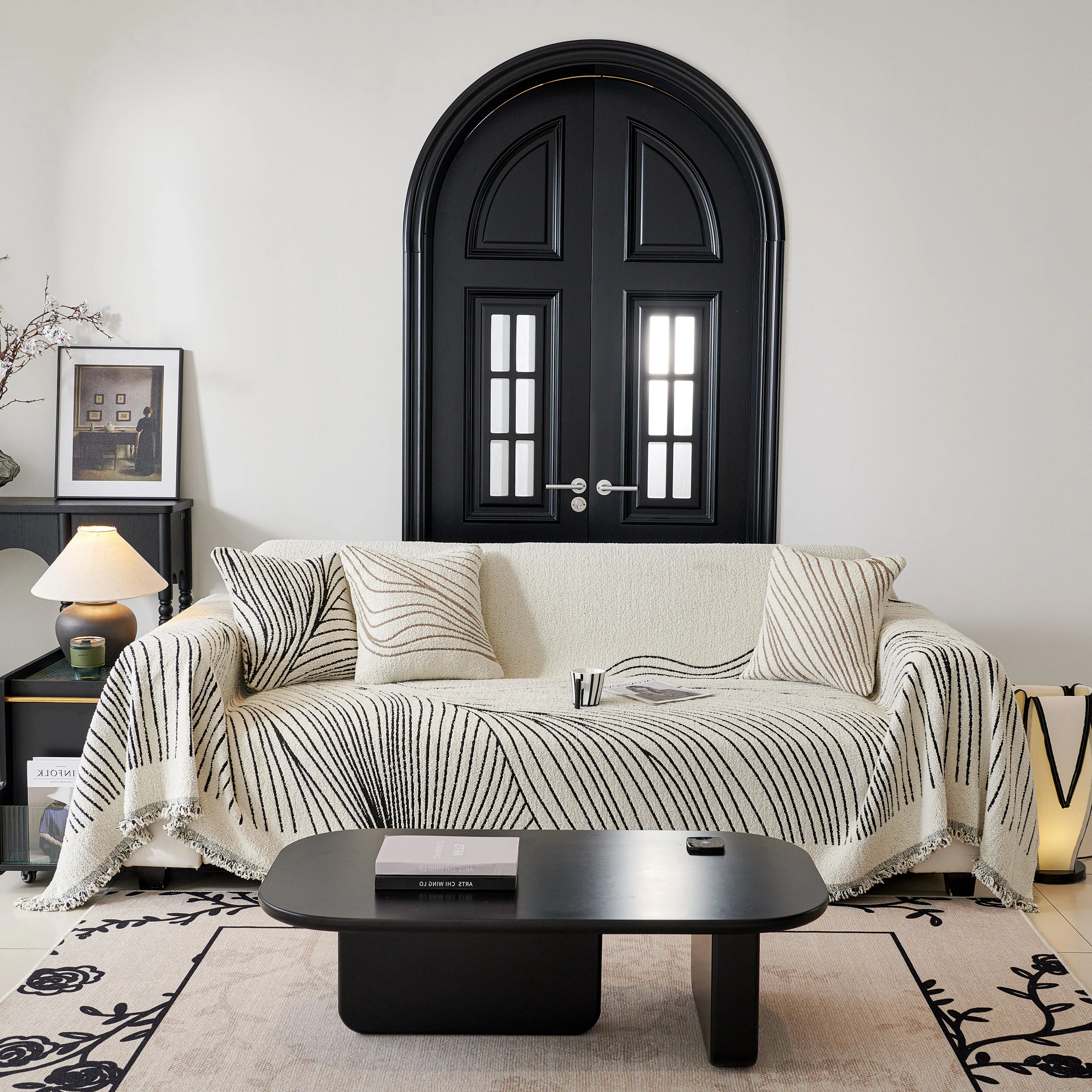 Cozy Striped Sofa Throw Blanket L Shaped Sectional Couch Covers Luxury Throws for Sofas - Image 75