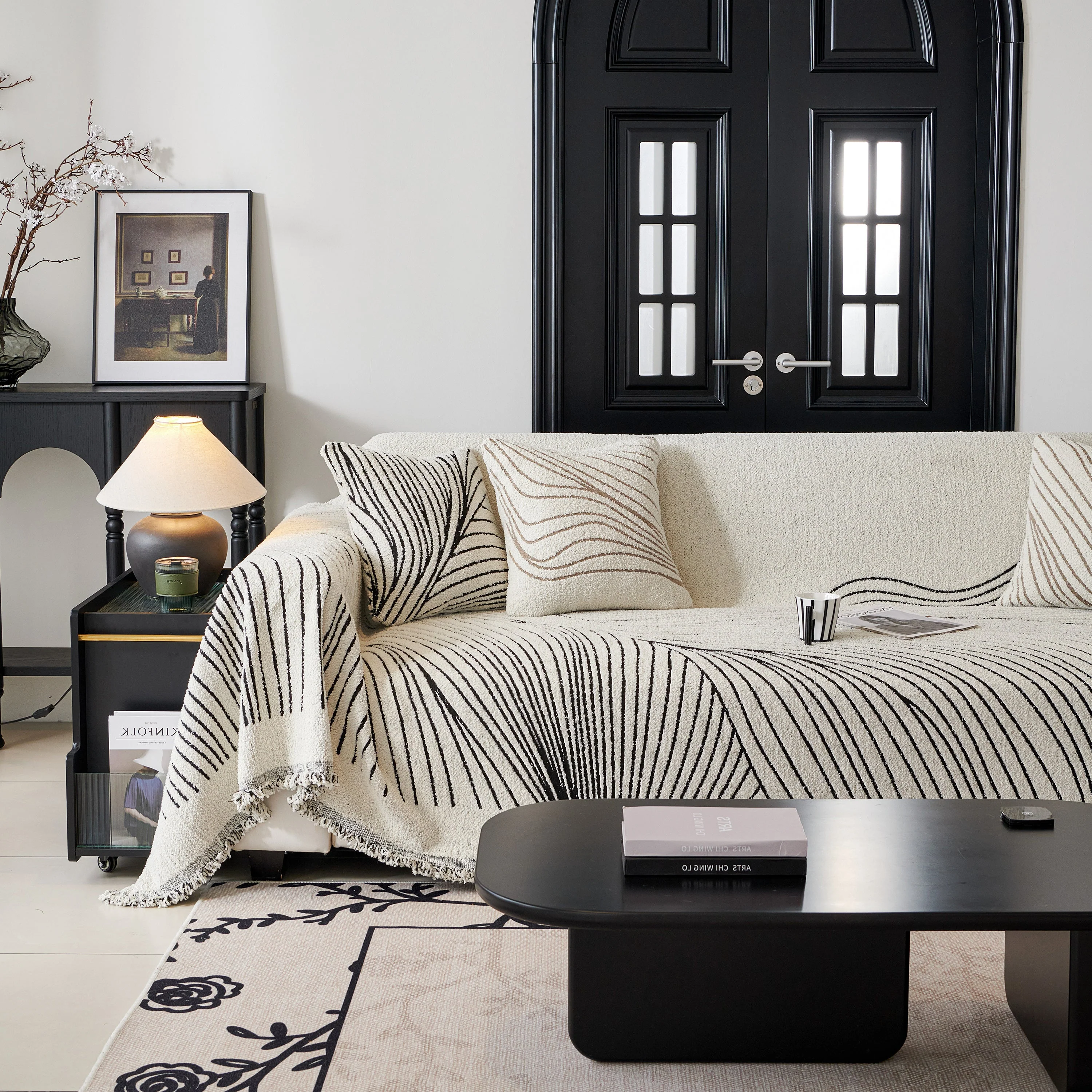 Cozy Striped Sofa Throw Blanket L Shaped Sectional Couch Covers Luxury Throws for Sofas - Image 76