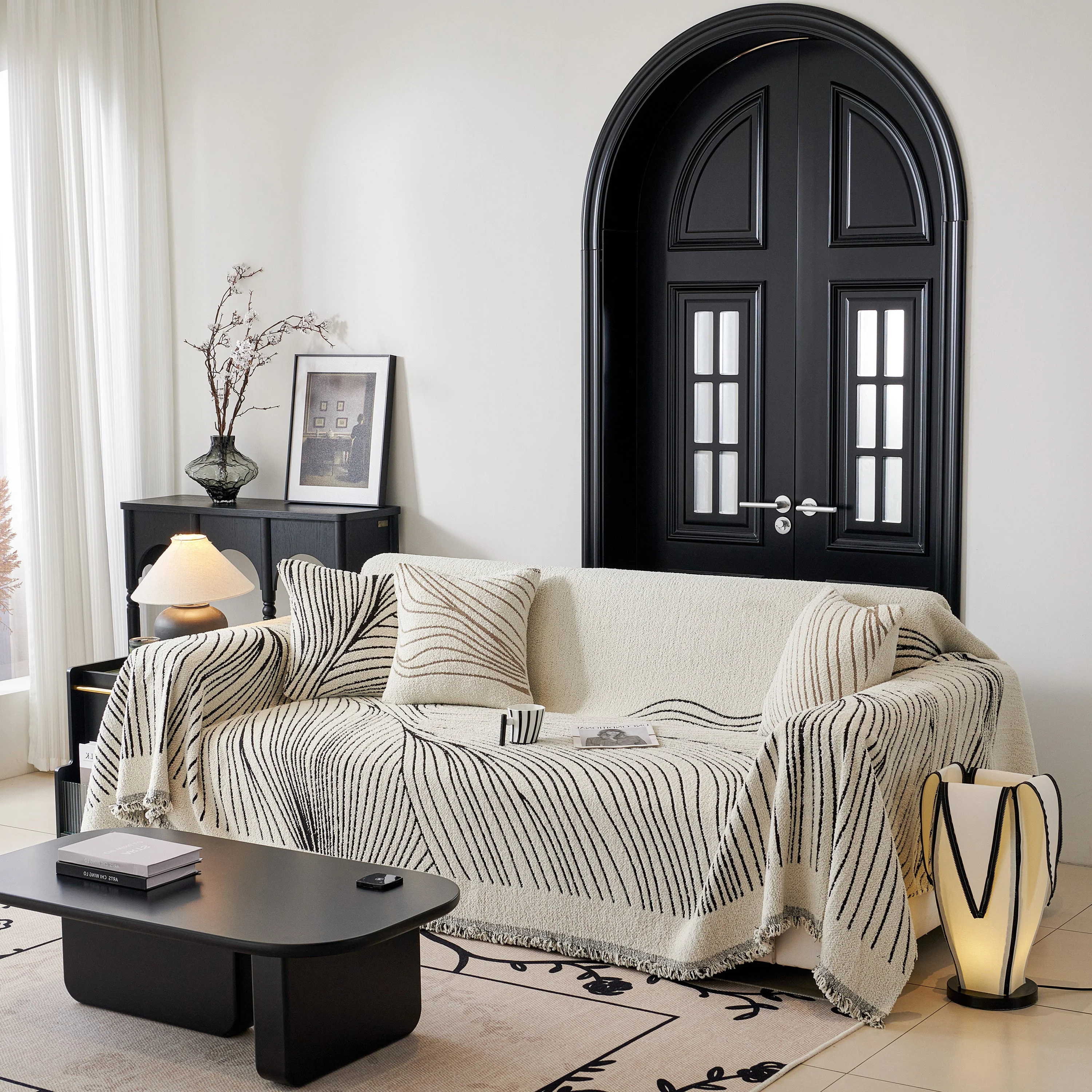 Cozy Striped Sofa Throw Blanket L Shaped Sectional Couch Covers Luxury Throws for Sofas - Image 77