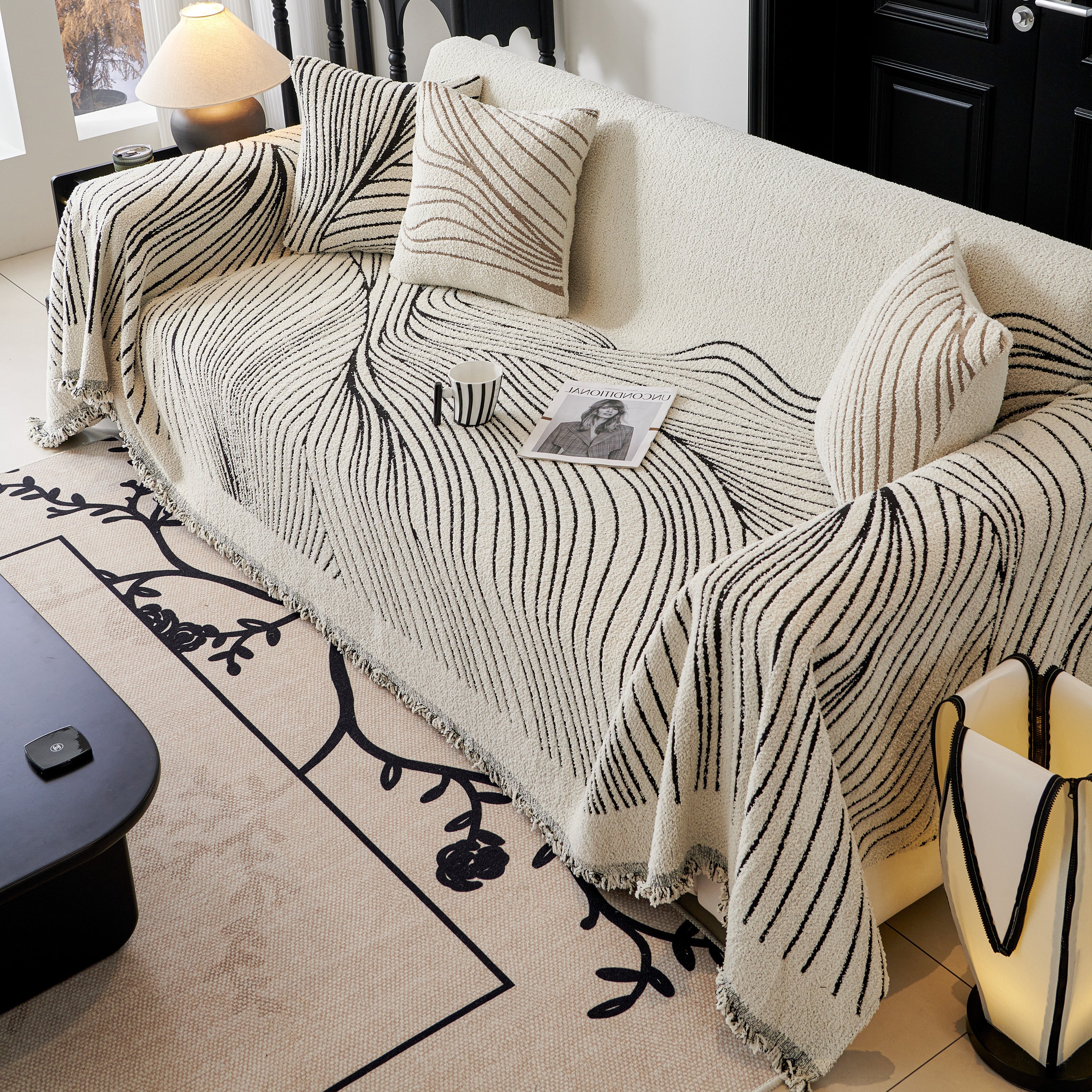 Cozy Striped Sofa Throw Blanket L Shaped Sectional Couch Covers Luxury Throws for Sofas - Image 82