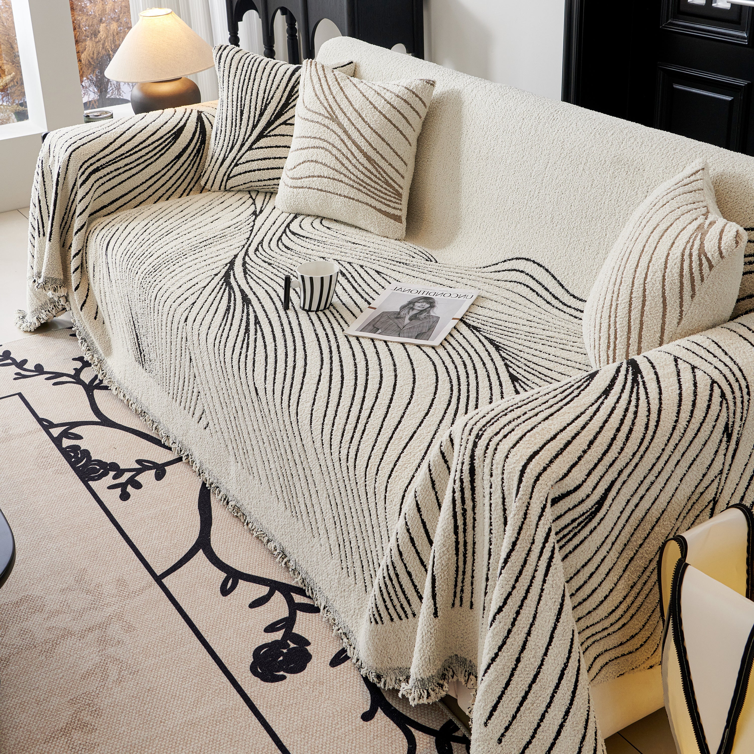 Cozy Striped Sofa Throw Blanket L Shaped Sectional Couch Covers Luxury Throws for Sofas - Image 83