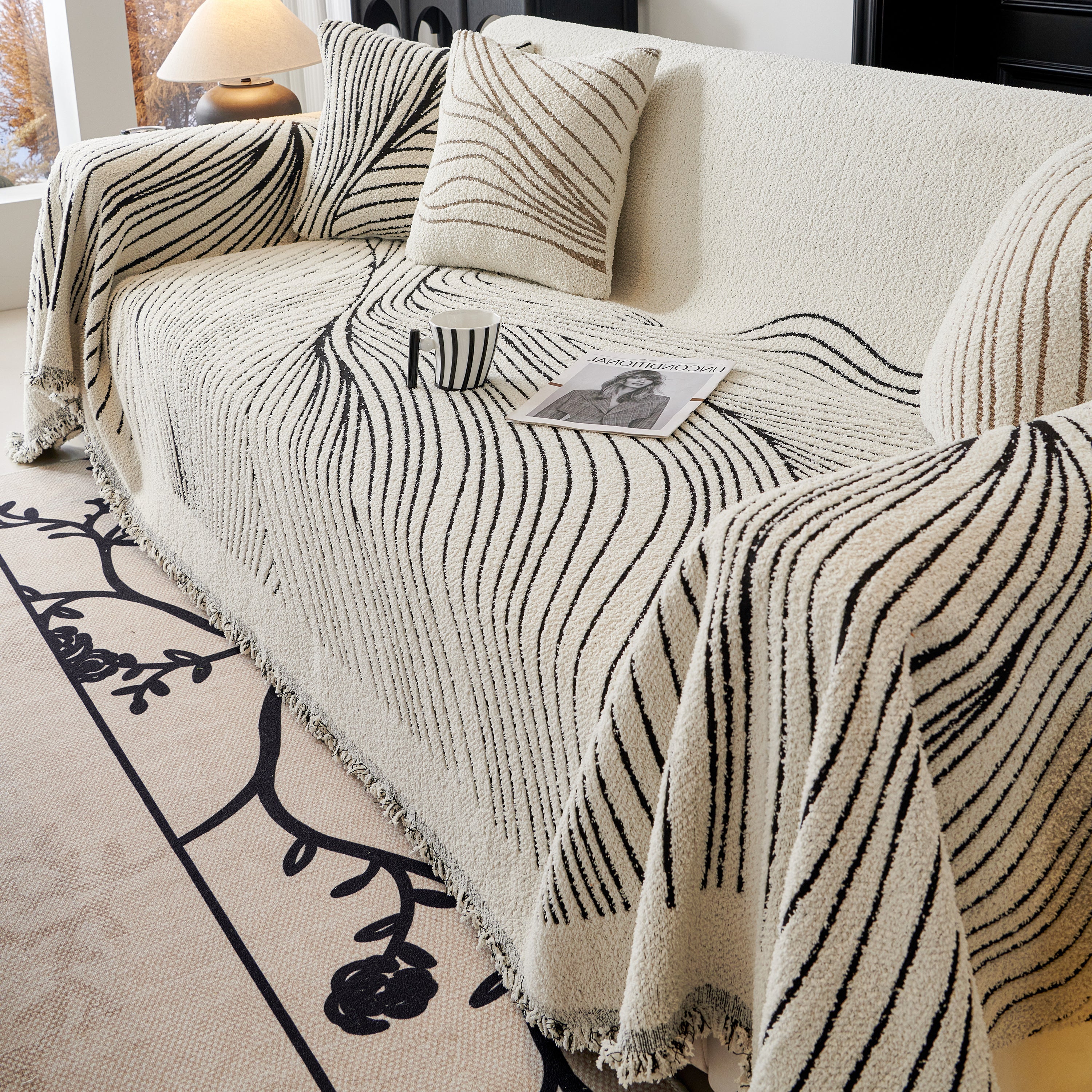 Cozy Striped Sofa Throw Blanket L Shaped Sectional Couch Covers Luxury Throws for Sofas - Image 84