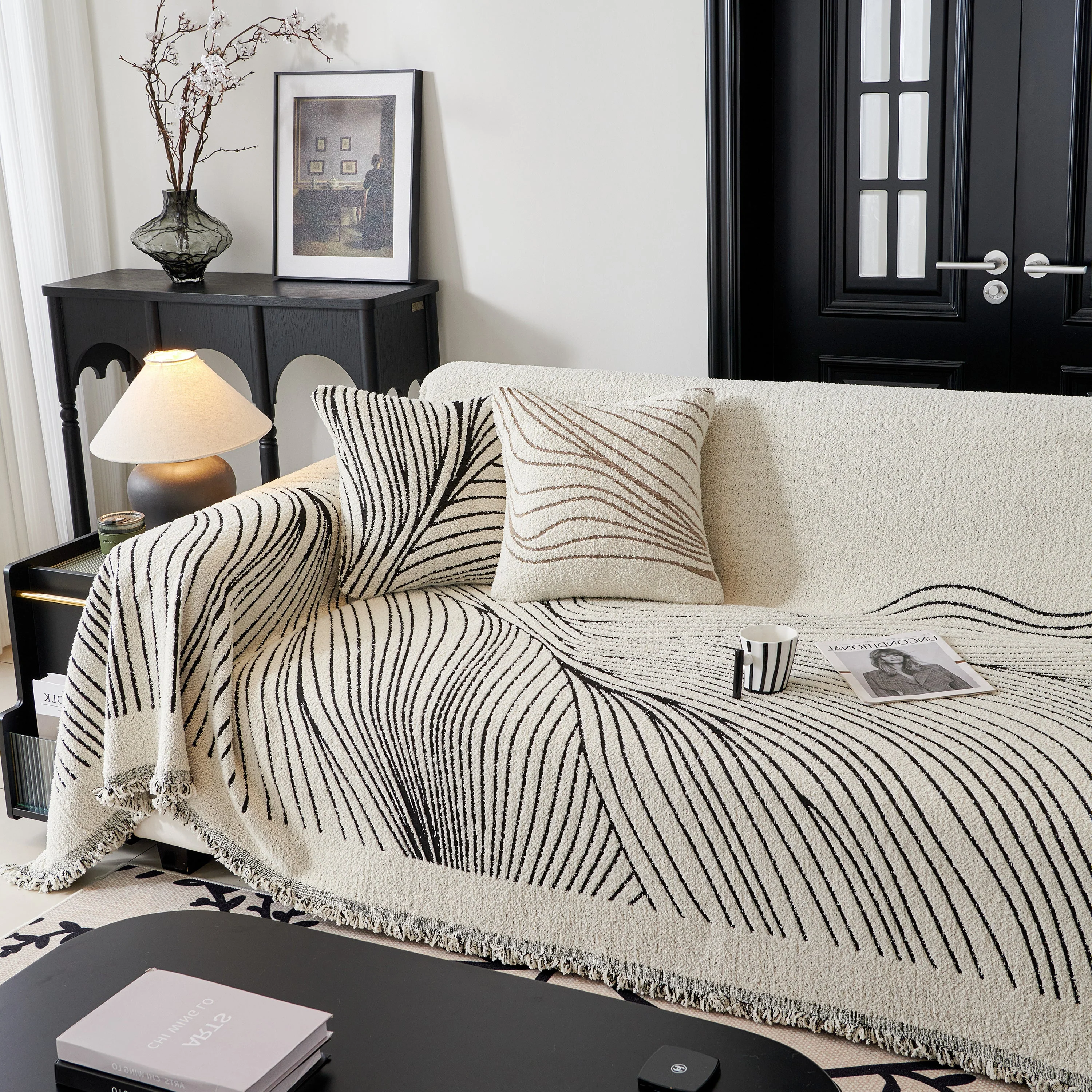 Cozy Striped Sofa Throw Blanket L Shaped Sectional Couch Covers Luxury Throws for Sofas - Image 85