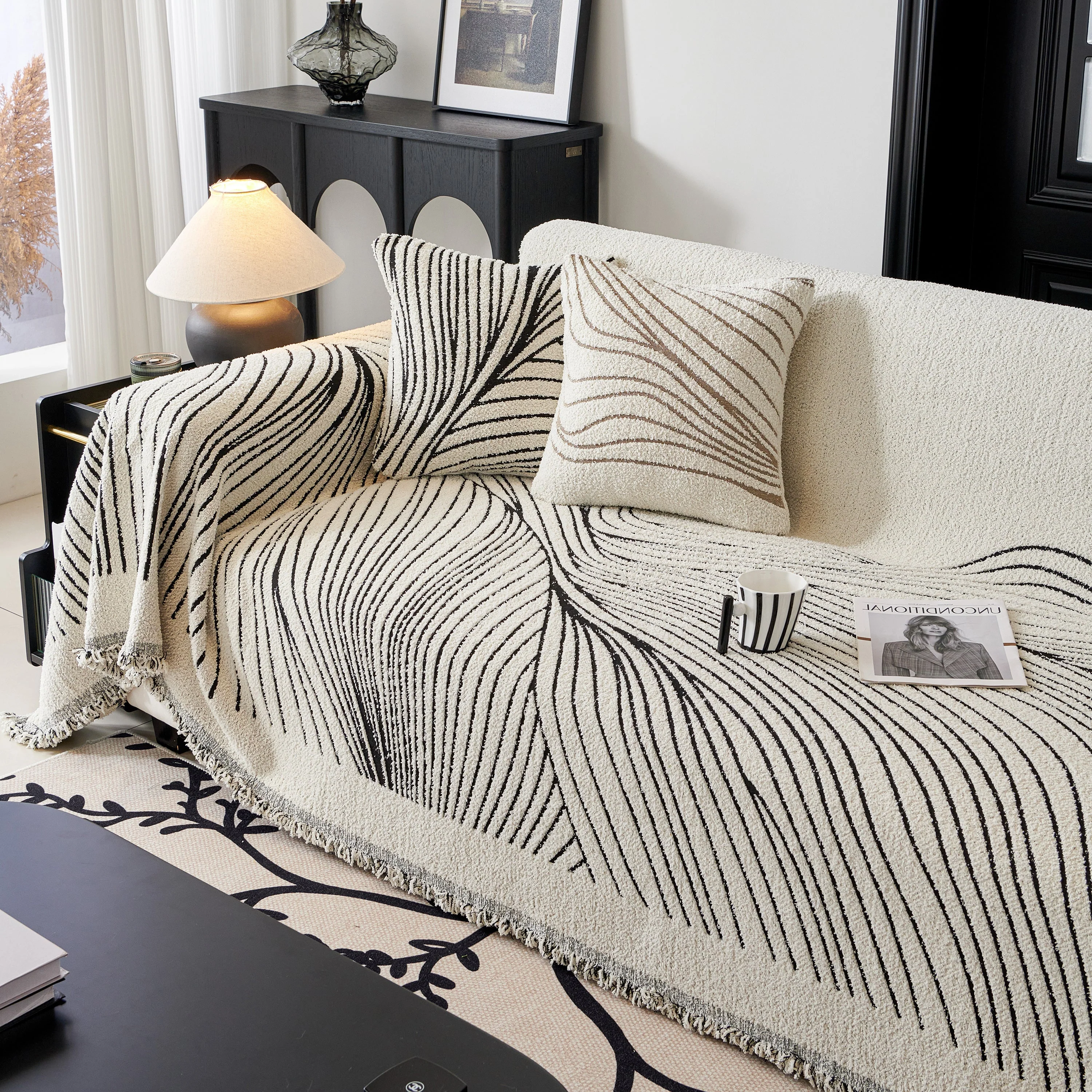 Cozy Striped Sofa Throw Blanket L Shaped Sectional Couch Covers Luxury Throws for Sofas - Image 86
