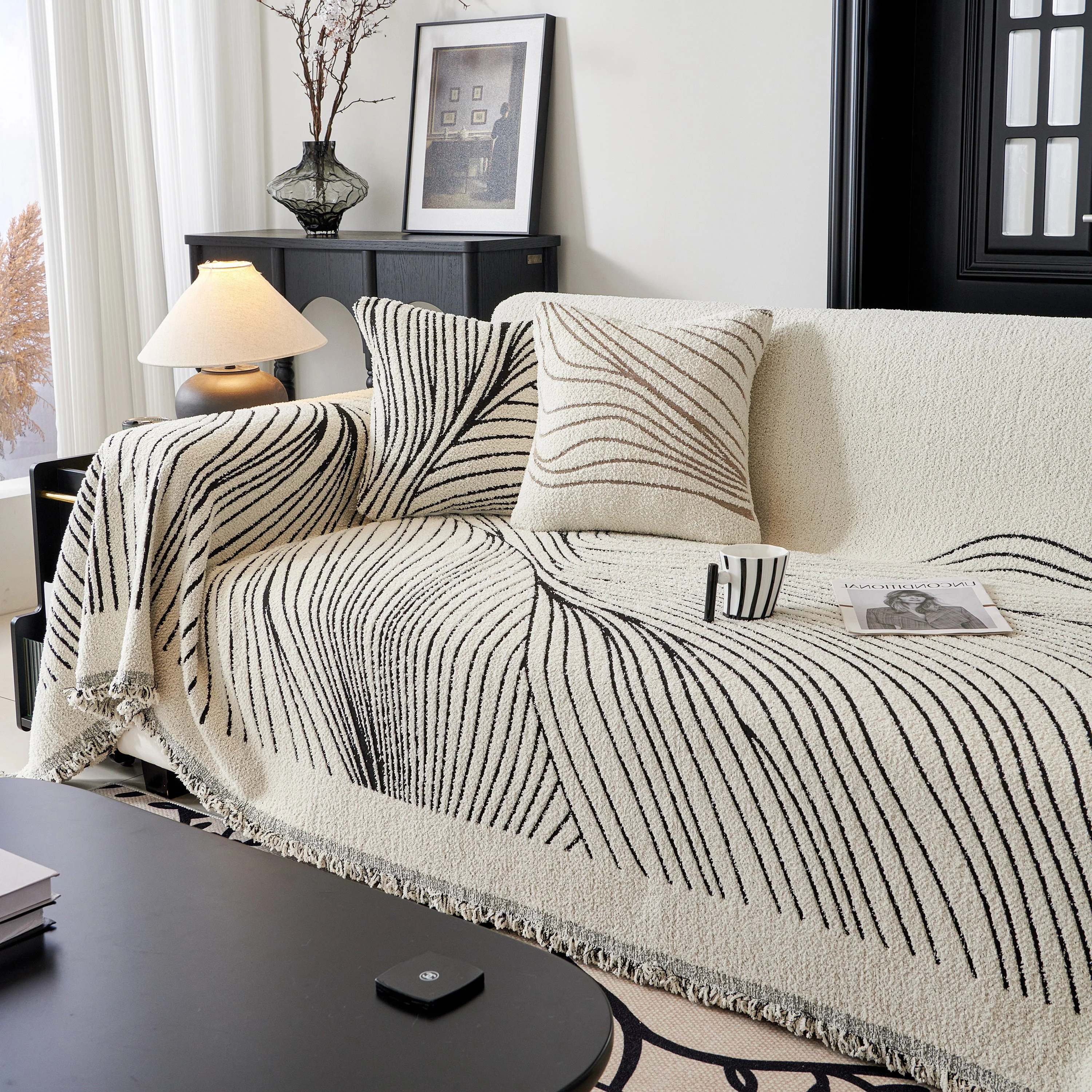 Cozy Striped Sofa Throw Blanket L Shaped Sectional Couch Covers Luxury Throws for Sofas - Image 87