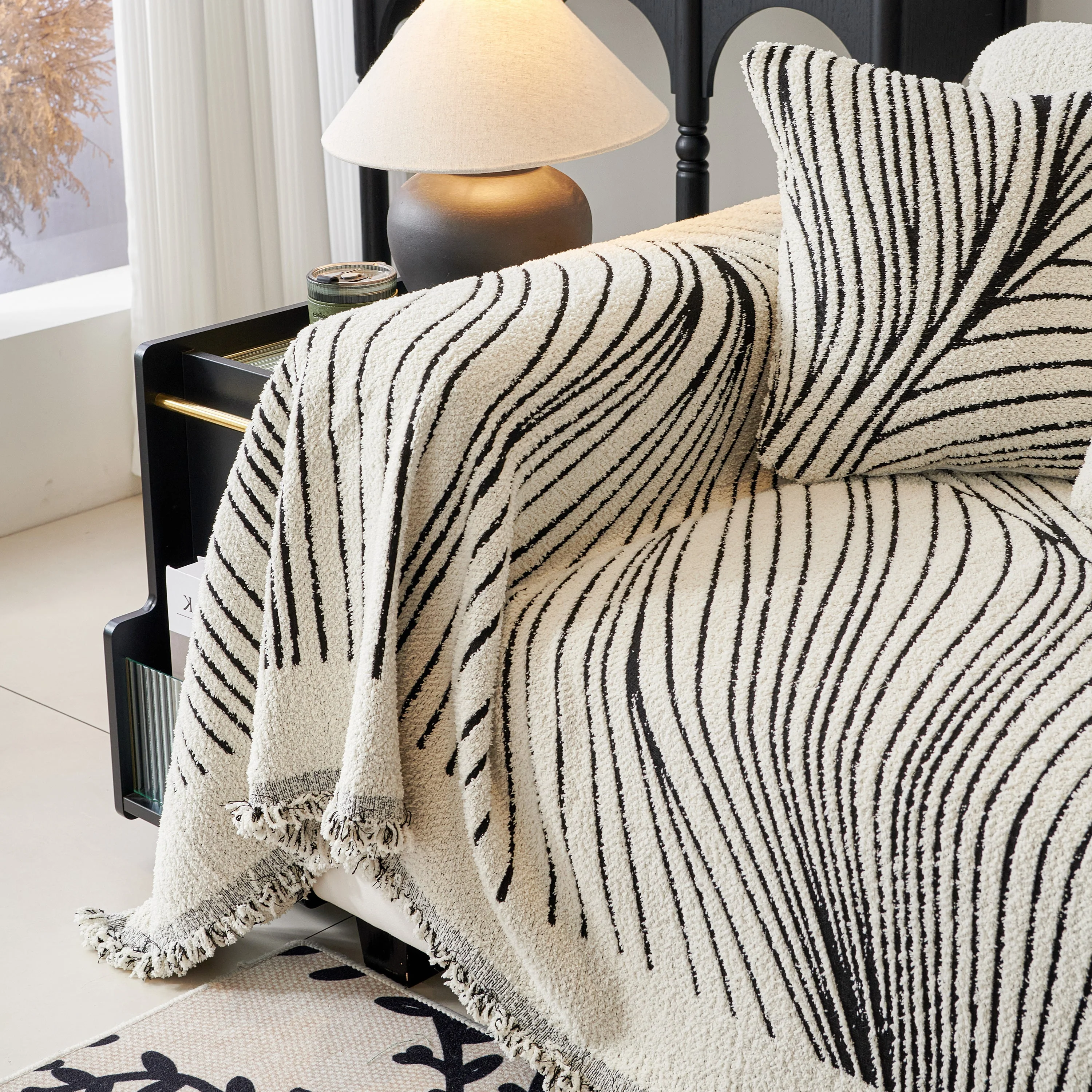 Cozy Striped Sofa Throw Blanket L Shaped Sectional Couch Covers Luxury Throws for Sofas - Image 88
