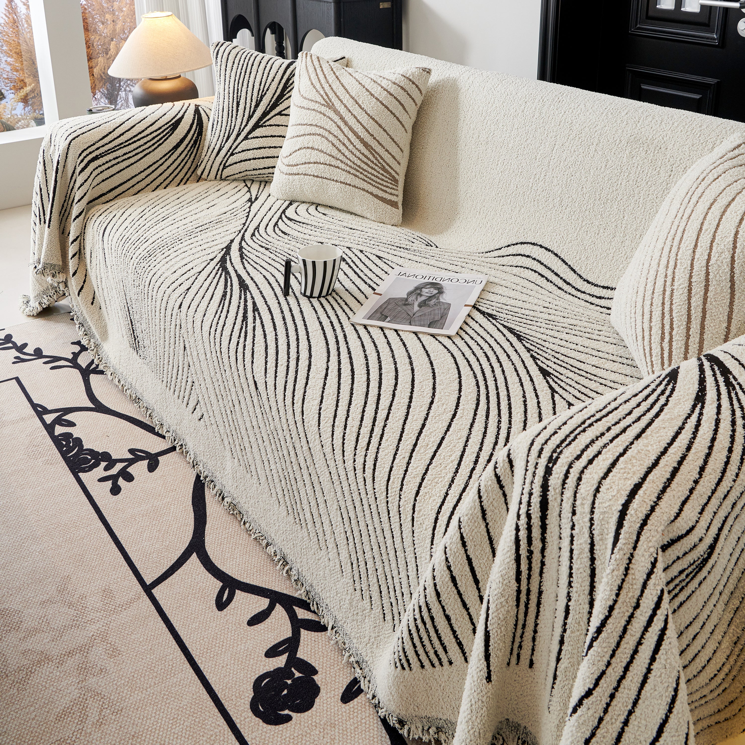 Cozy Striped Sofa Throw Blanket L Shaped Sectional Couch Covers Luxury Throws for Sofas - Image 95