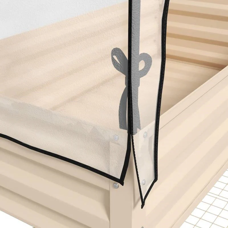 Cream Elevated Metal Raised Garden Bed w/ Greenhouse Cover - Image 3