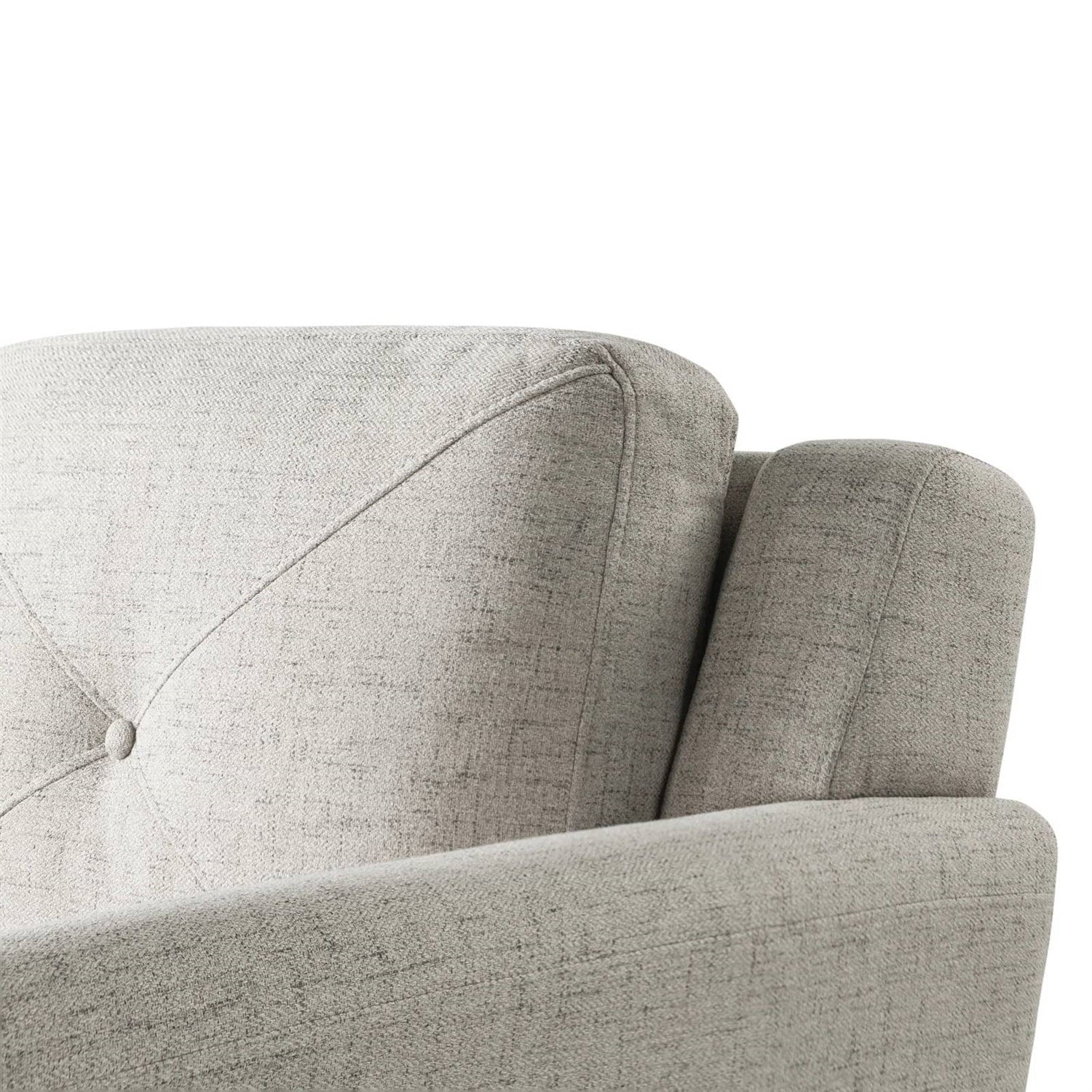 Cream Microfiber Upholstered Chair Armchair with Button Tufted Back Cushion - Image 3