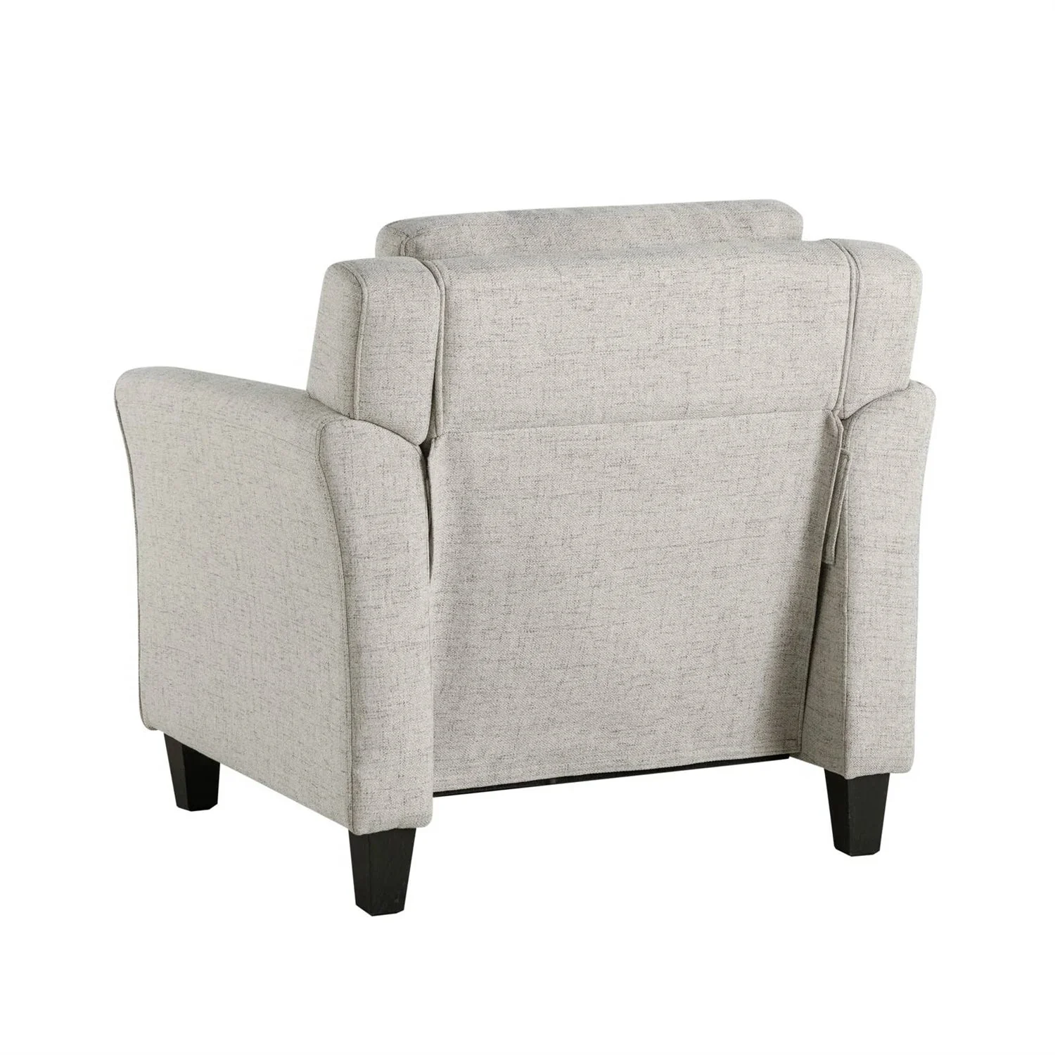 Cream Microfiber Upholstered Chair Armchair with Button Tufted Back Cushion - Image 5