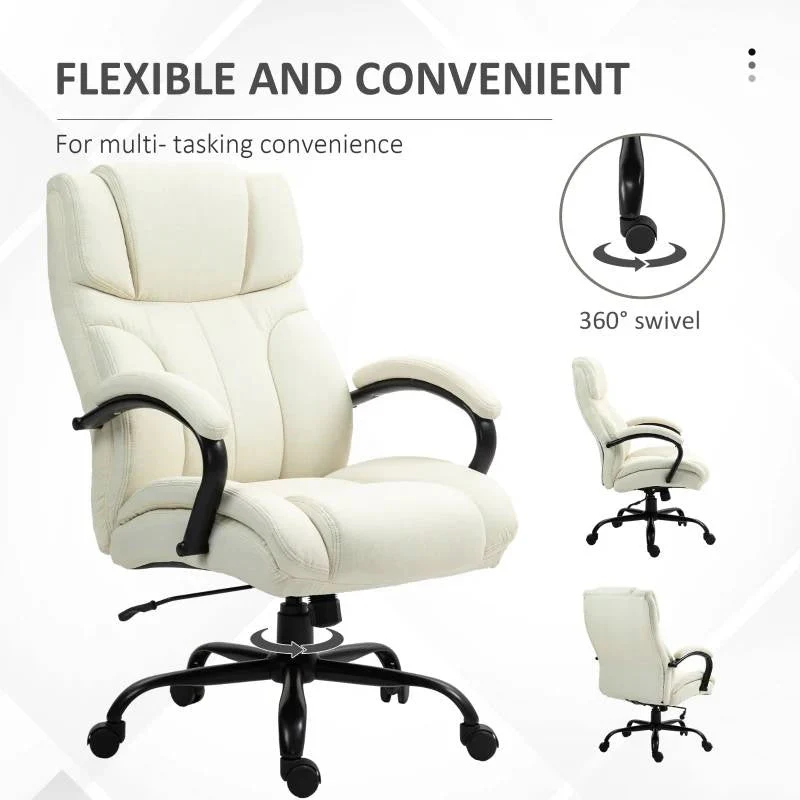 Cream White Big/Tall Adjustable Height Office Chair - 500 lbs. Weight Capacity - Image 4