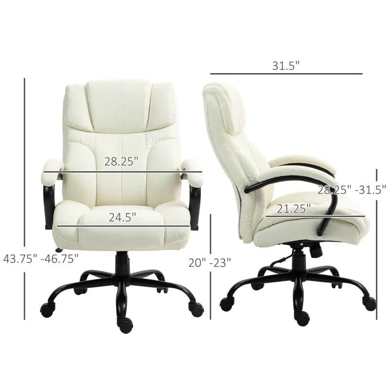 Cream White Big/Tall Adjustable Height Office Chair - 500 lbs. Weight Capacity - Image 5