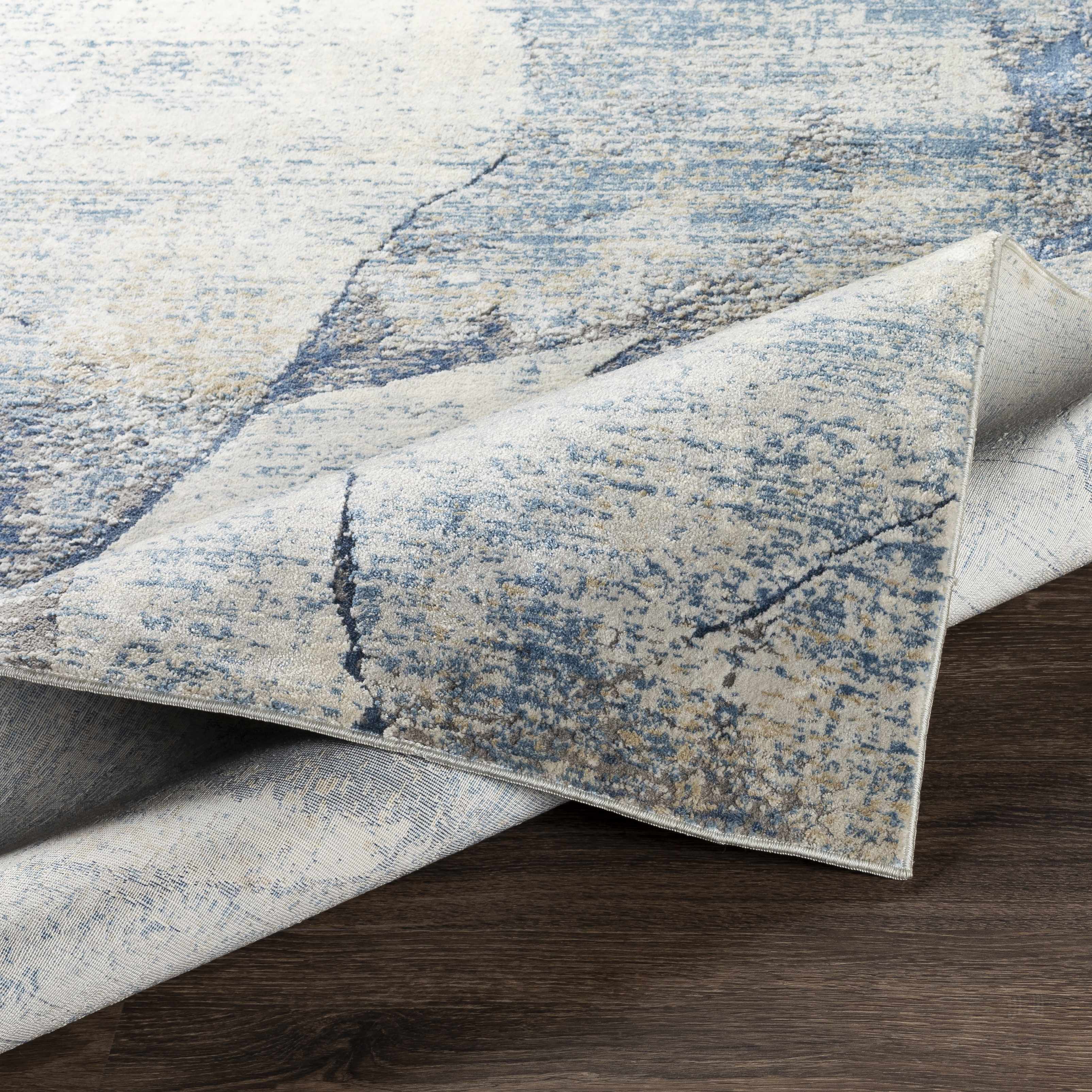 Creighton Blue Marble Textured Luxe Rug - Image 6