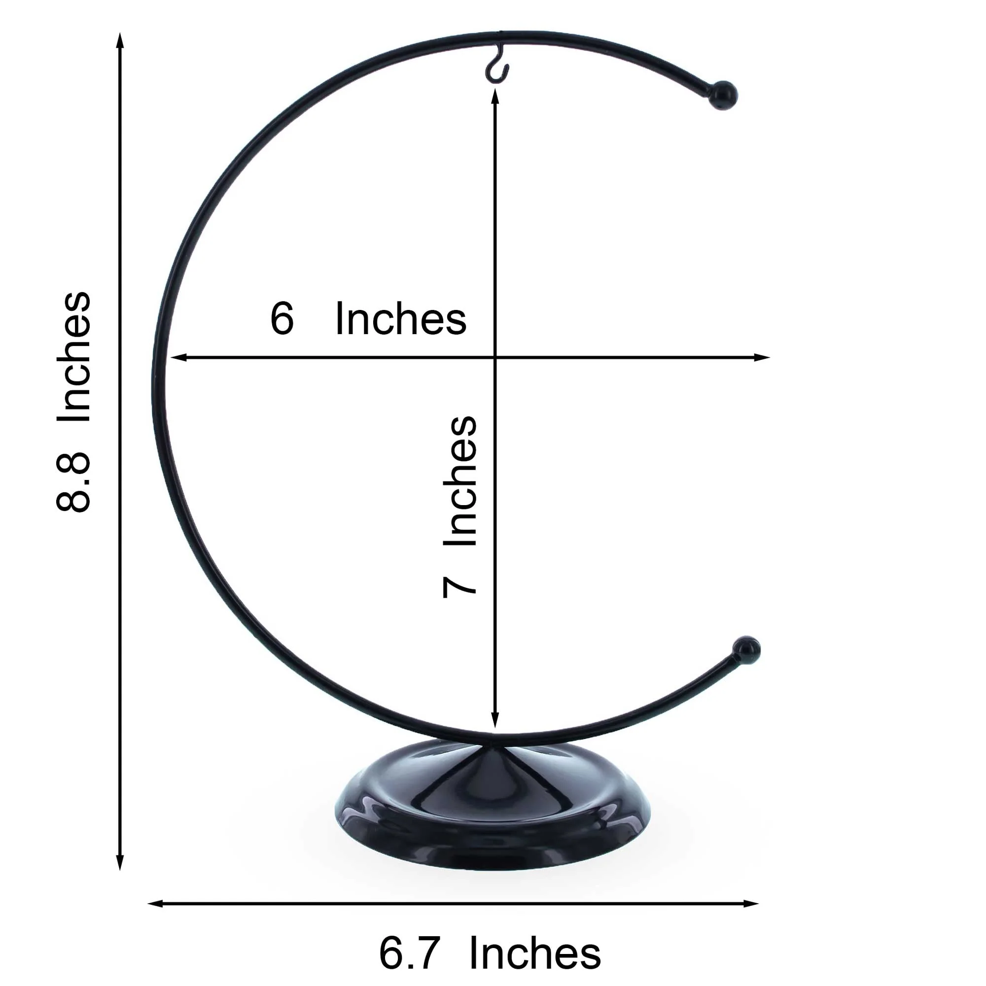 Crescent Moon Black Painted Metal Ornament Display Stand 8.8 Inches (Poland) - Image 3