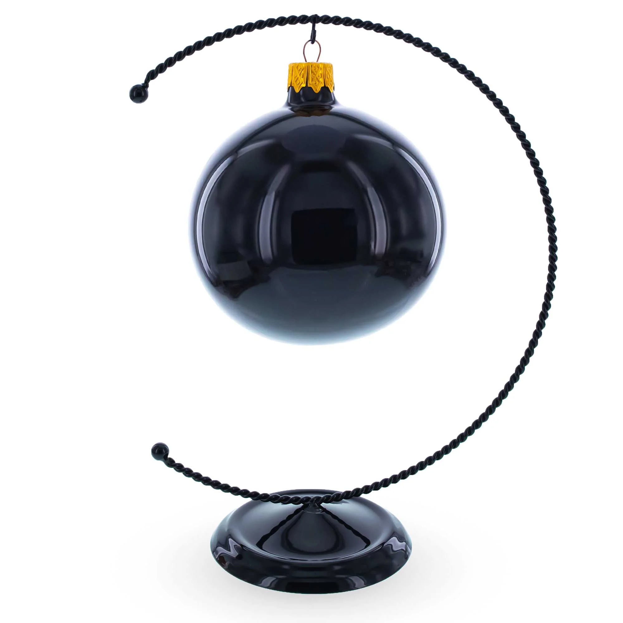 Crescent Moon Twisted Black Painted Metal Ornament Display Stand 9 Inches (Poland) - Image 2