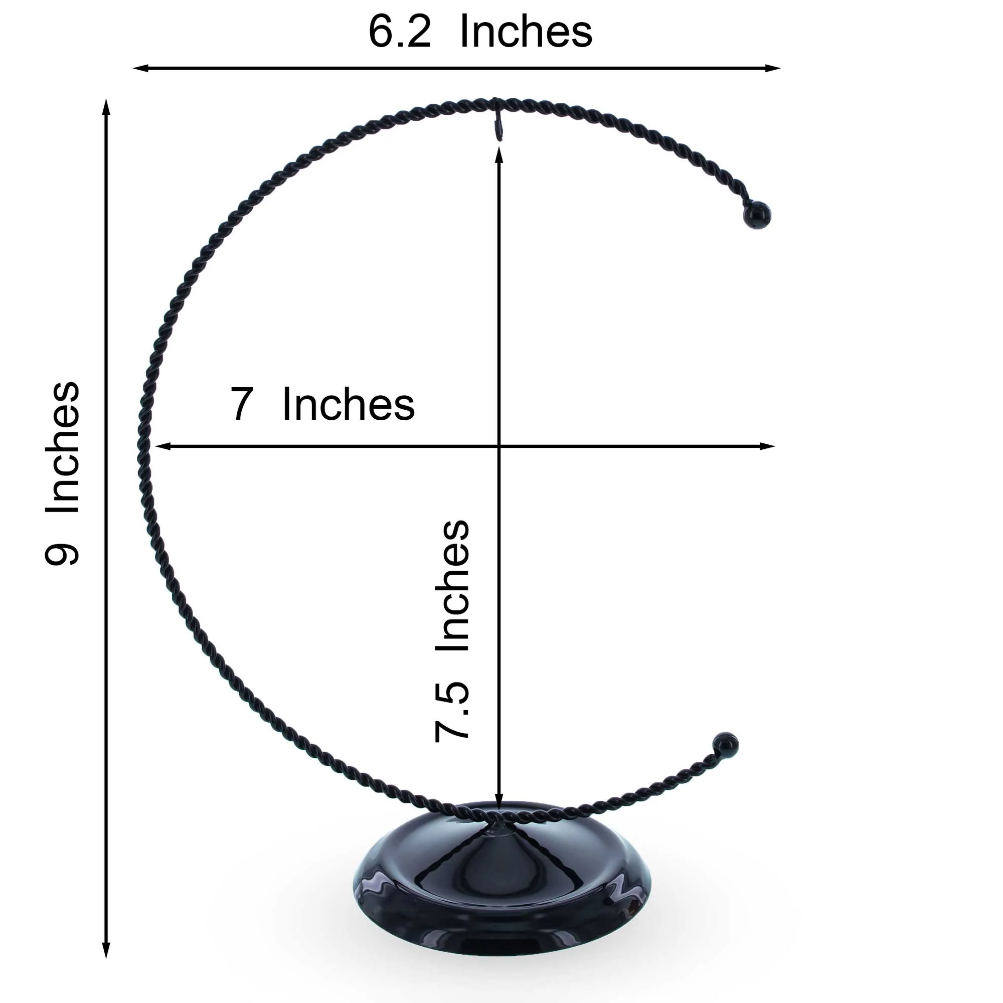 Crescent Moon Twisted Black Painted Metal Ornament Display Stand 9 Inches (Poland) - Image 3