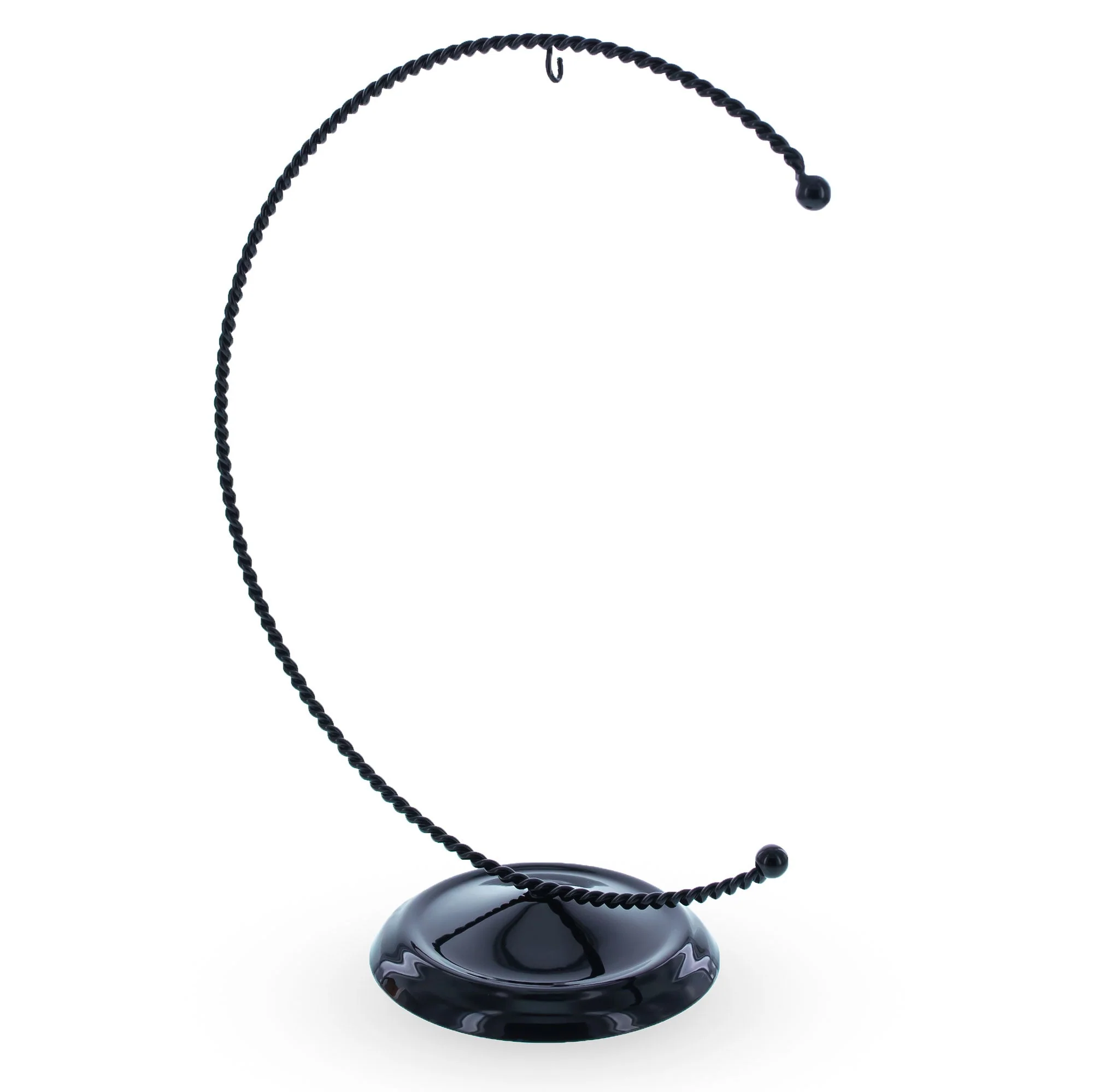 Crescent Moon Twisted Black Painted Metal Ornament Display Stand 9 Inches (Poland) - Image 4