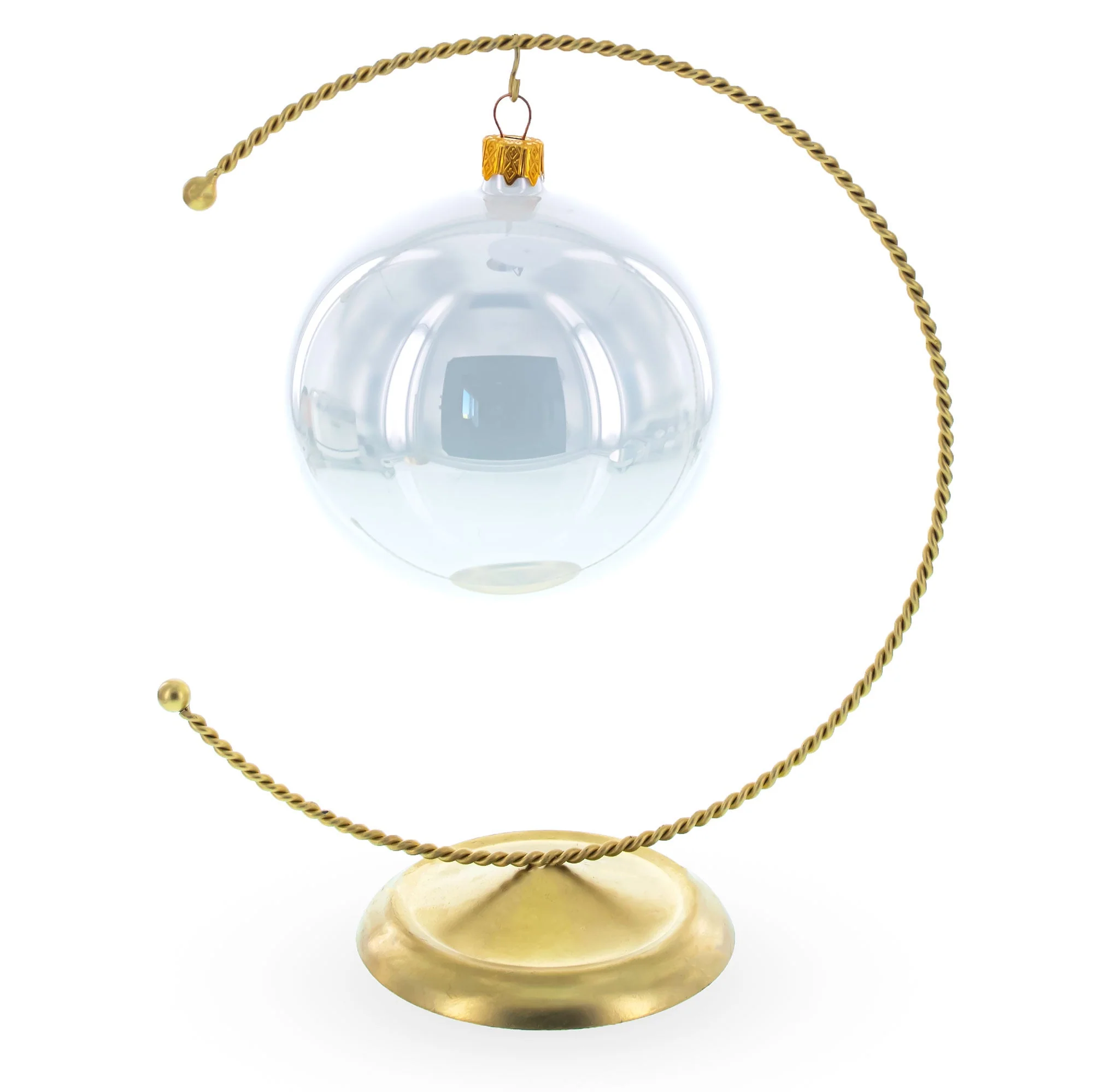 Crescent Moon Twisted Gold Metal Ornament Display Stand 9 Inches (Poland) - Image 2