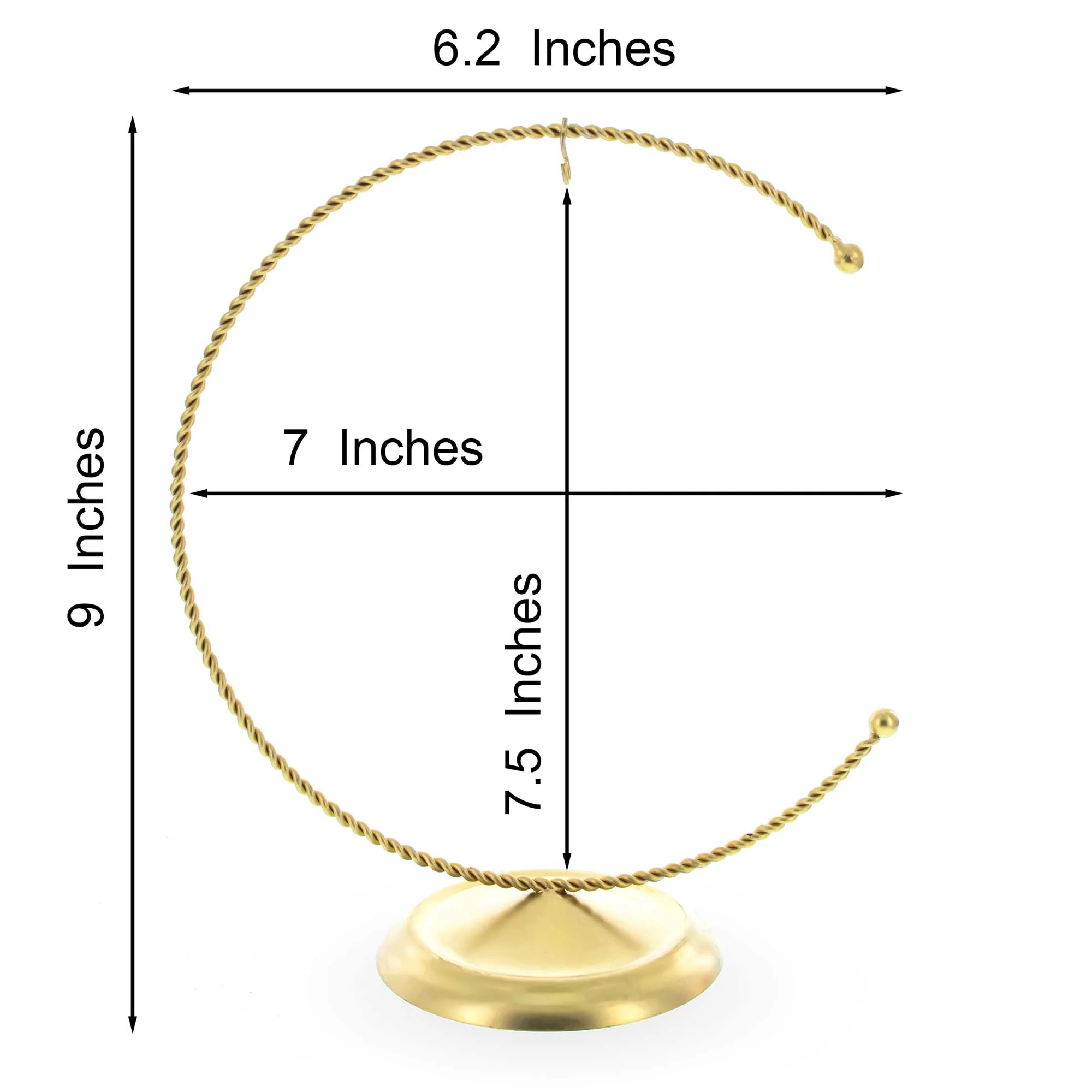 Crescent Moon Twisted Gold Metal Ornament Display Stand 9 Inches (Poland) - Image 3