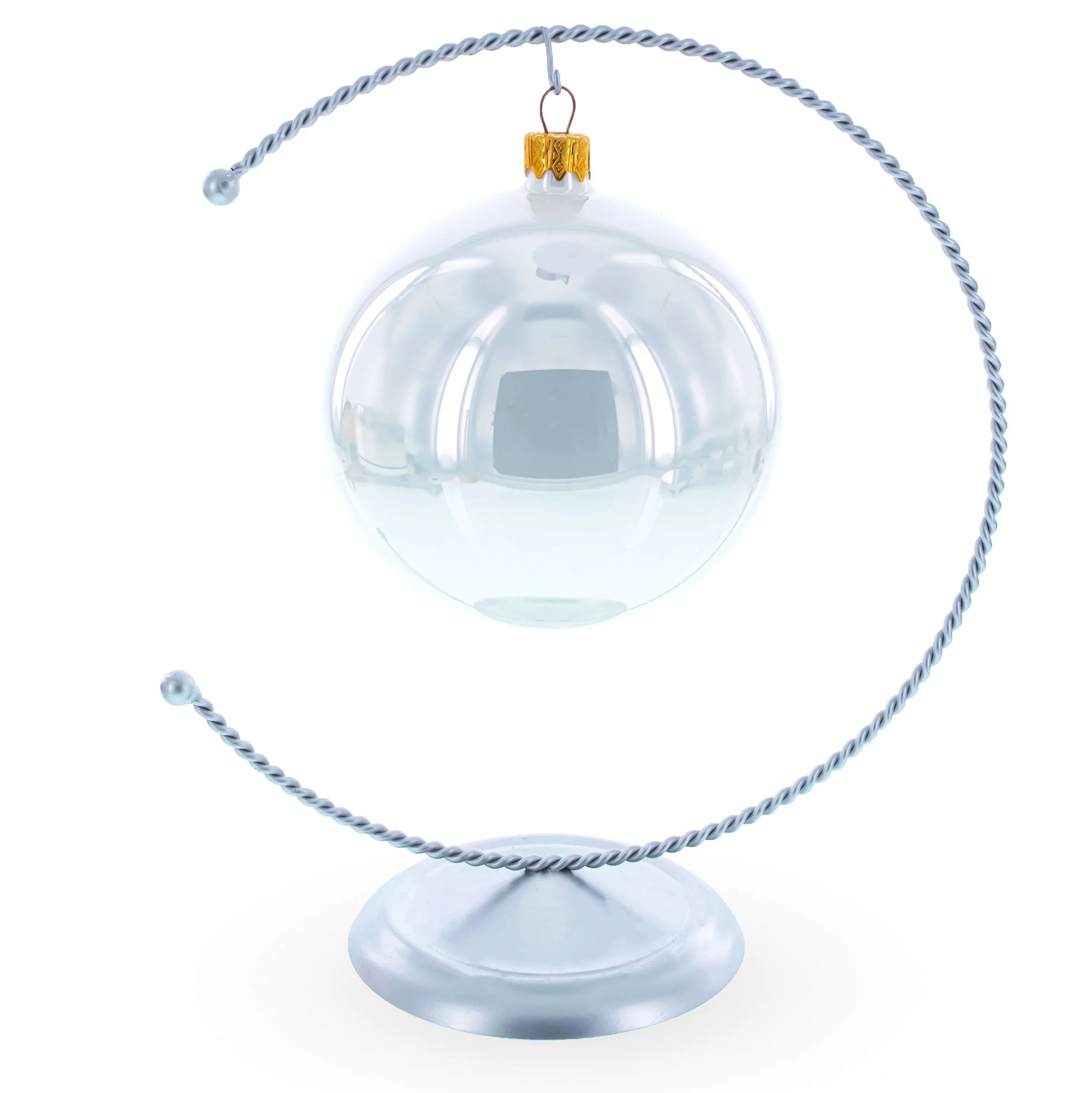 Crescent Moon Twisted Silver Metal Ornament Display Stand 9 Inches (Poland) - Image 2