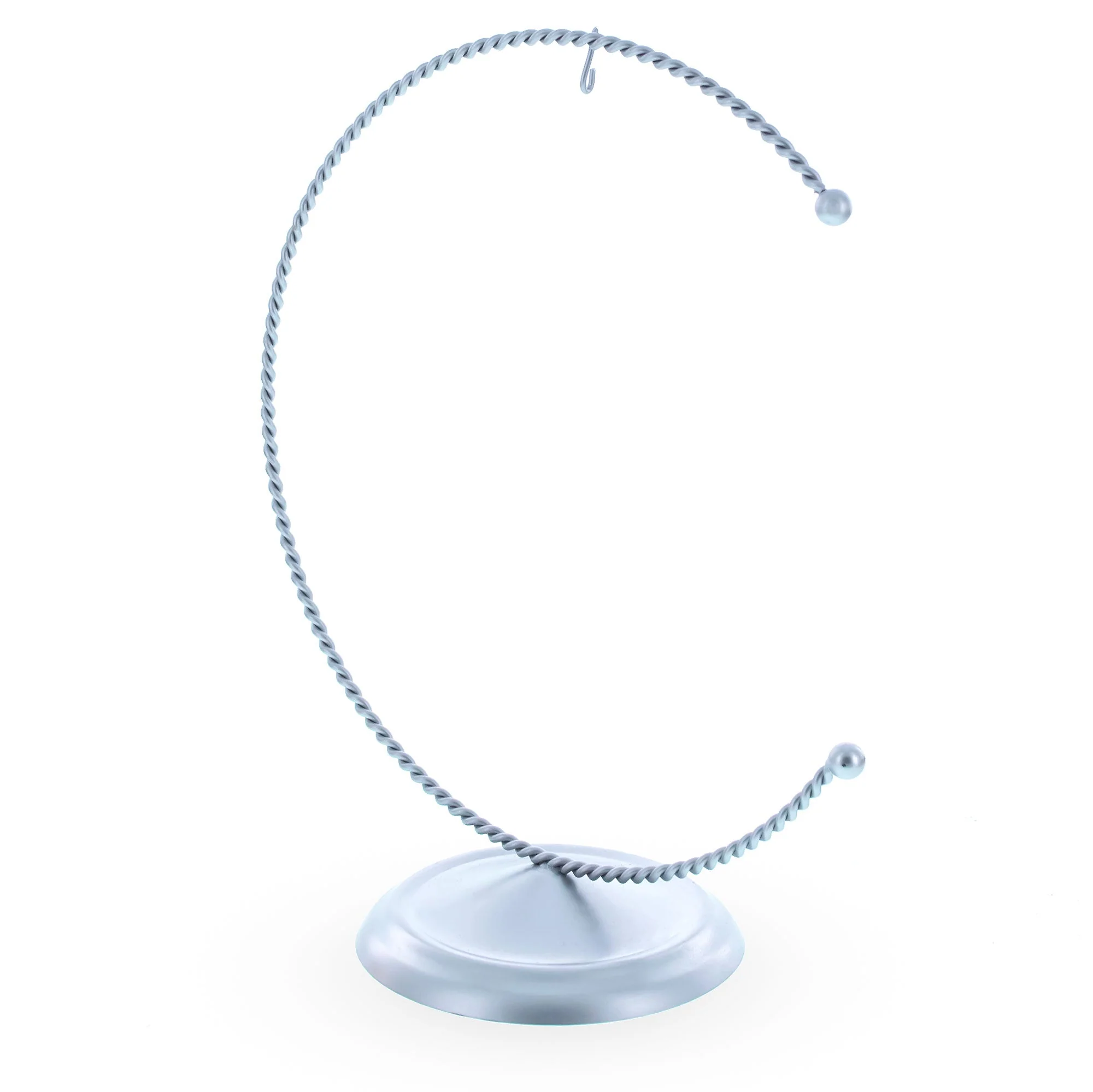 Crescent Moon Twisted Silver Metal Ornament Display Stand 9 Inches (Poland) - Image 4