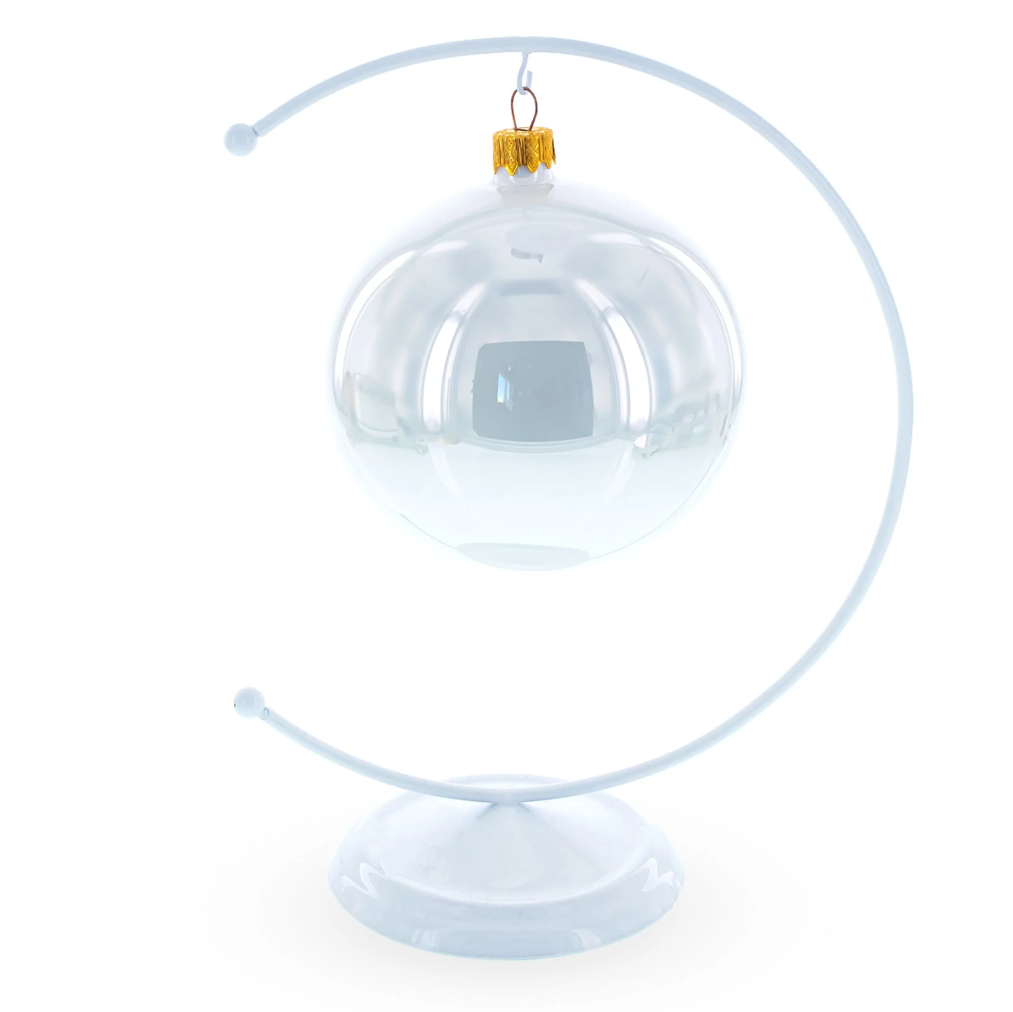 Crescent Moon Twisted White Painted Metal Ornament Display Stand 9 Inches (Poland) - Image 2