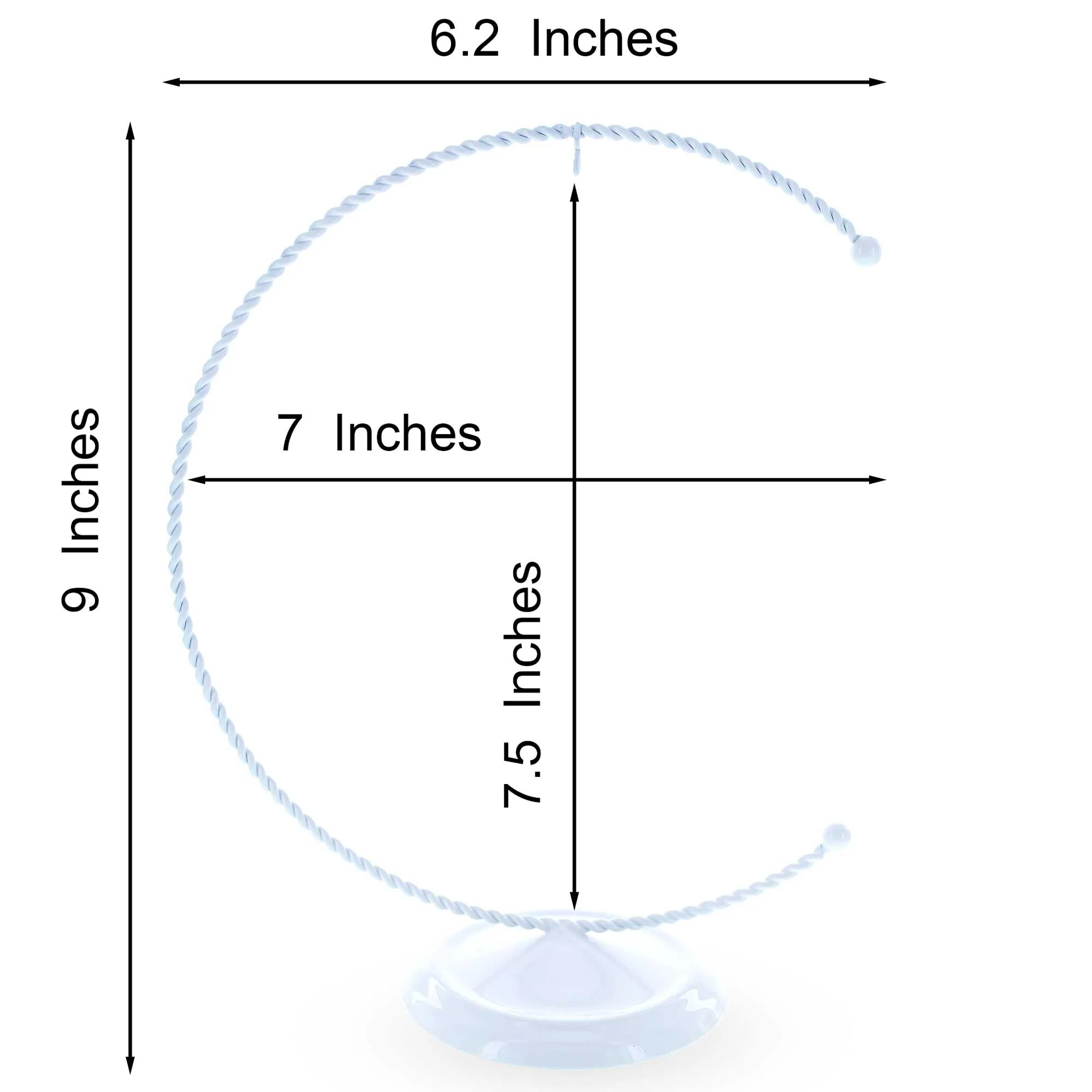 Crescent Moon Twisted White Painted Metal Ornament Display Stand 9 Inches (Poland) - Image 3