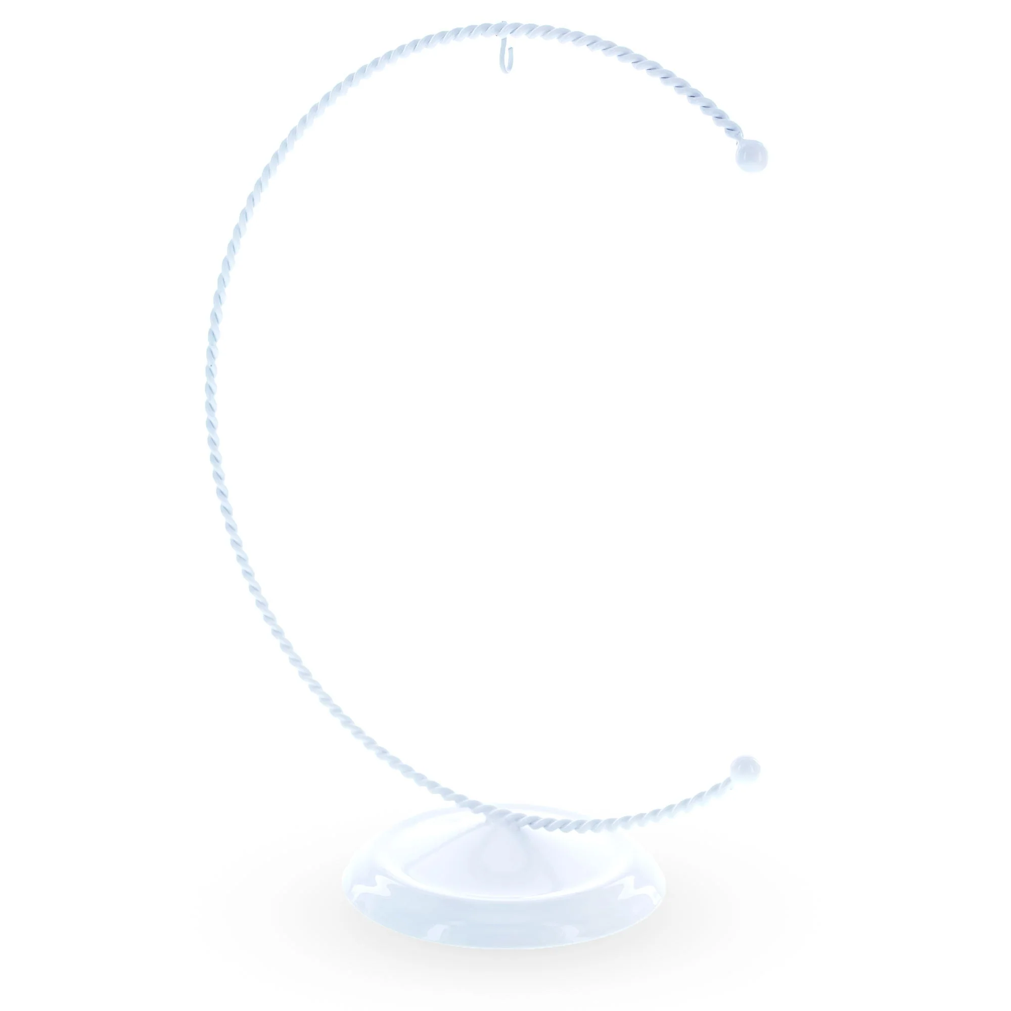 Crescent Moon Twisted White Painted Metal Ornament Display Stand 9 Inches (Poland) - Image 4