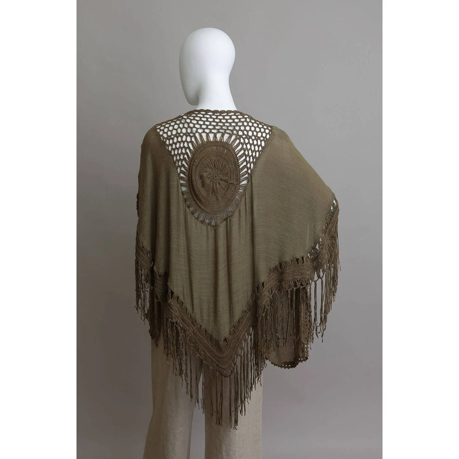 Crochet Back Tasseled Kimono | Bohemian Theme Cardigan Beachwear Cover-up - Image 2