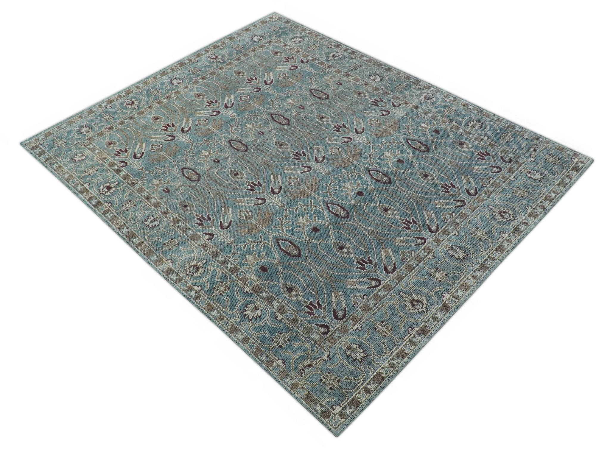 Crown Custom Made Traditional Design Blue Hand Knotted Wool Rug - Image 11
