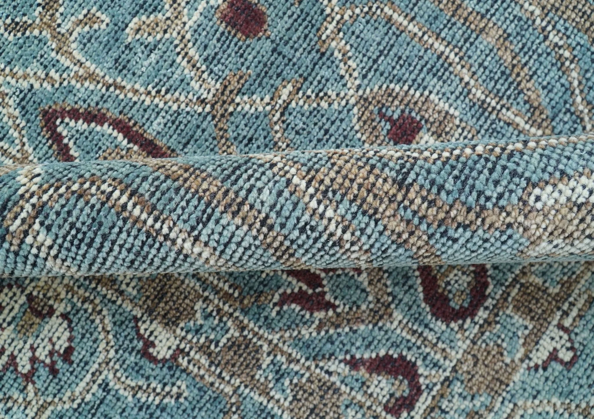 Crown Custom Made Traditional Design Blue Hand Knotted Wool Rug - Image 5