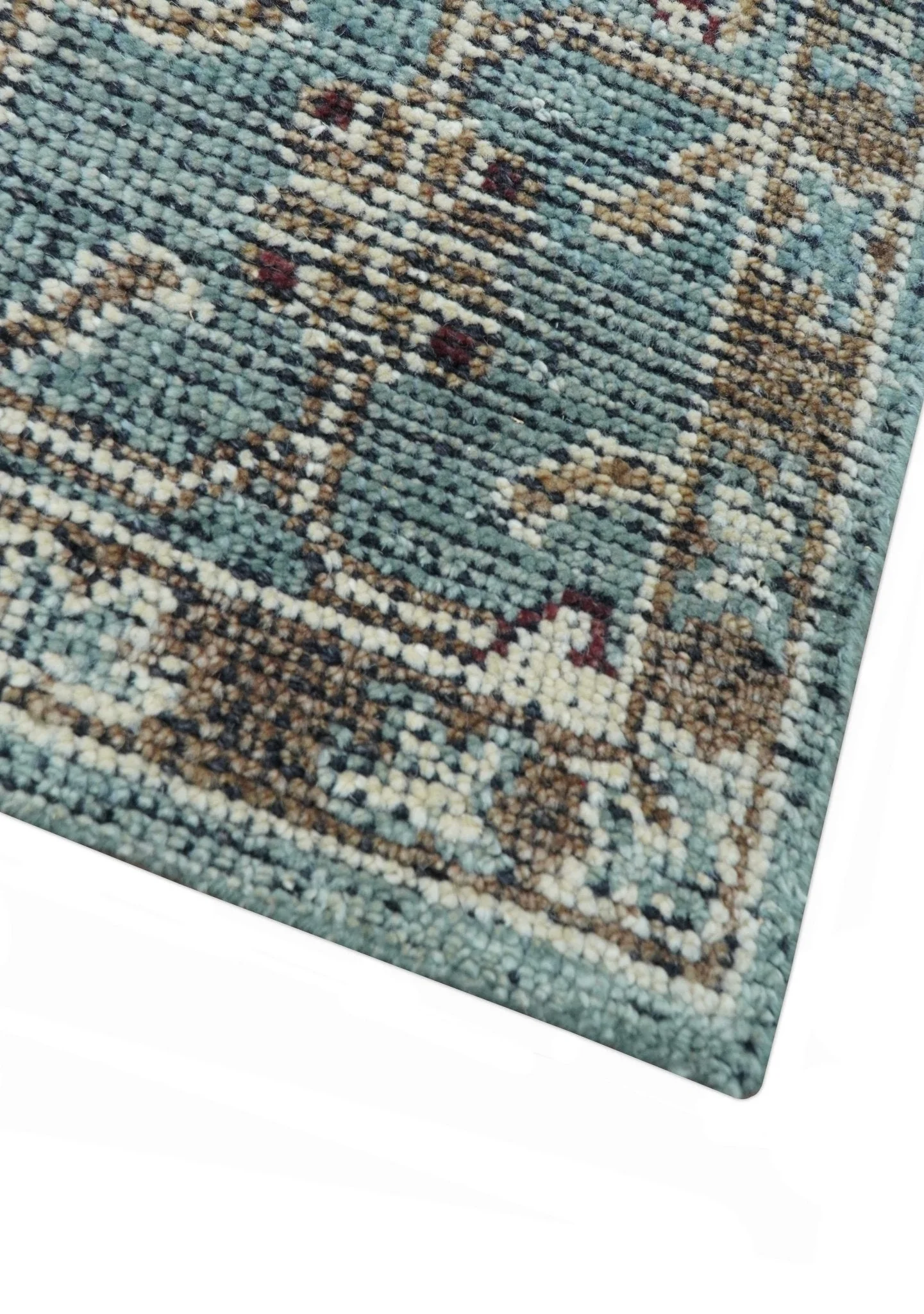 Crown Custom Made Traditional Design Blue Hand Knotted Wool Rug - Image 6