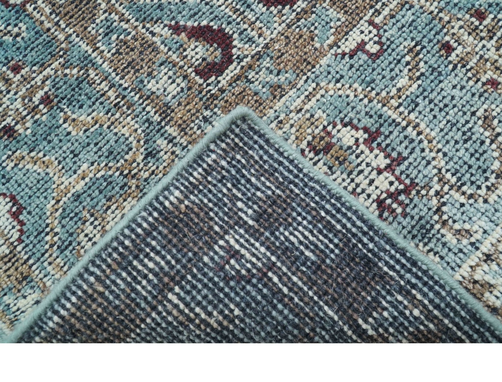 Crown Custom Made Traditional Design Blue Hand Knotted Wool Rug - Image 7