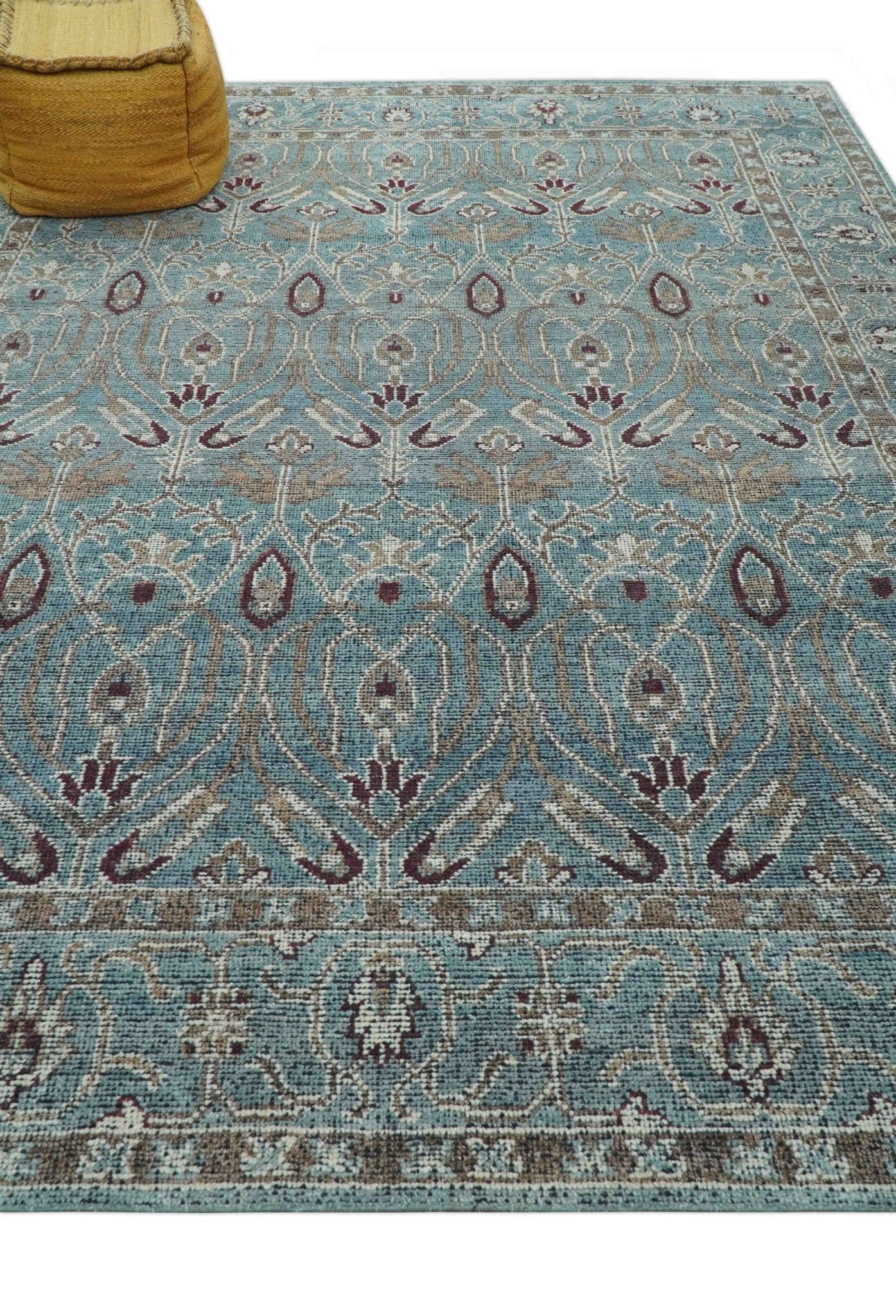 Crown Custom Made Traditional Design Blue Hand Knotted Wool Rug - Image 9