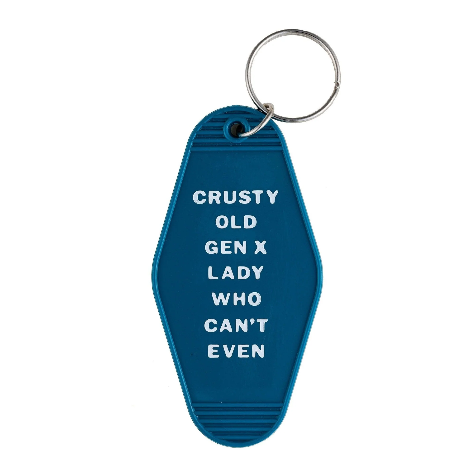 Crusty Old Gen X Lady Who Can't Even Motel Keychain in Blue - Image 4