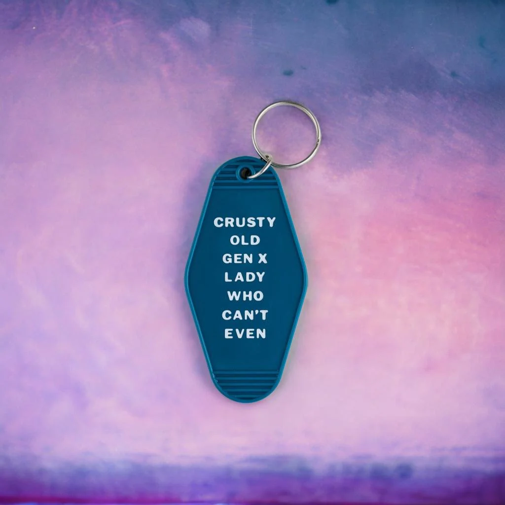 Crusty Old Gen X Lady Who Can't Even Motel Keychain in Blue - Image 8