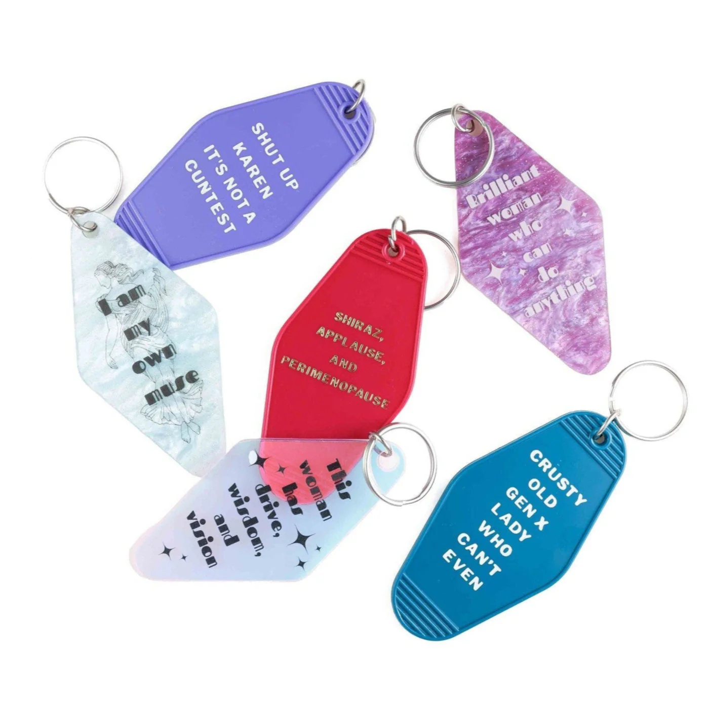 Crusty Old Gen X Lady Who Can't Even Motel Keychain in Blue - Image 9
