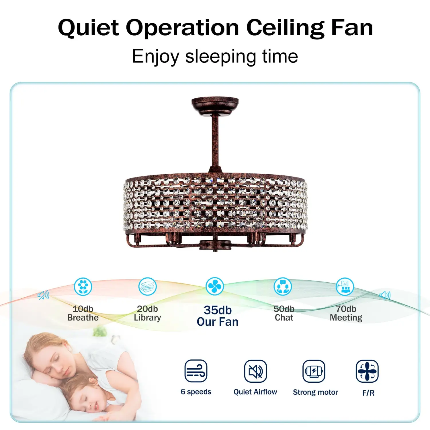 Crystal Accented Chandelier Ceiling Fan for Modern Interiors - Image 4