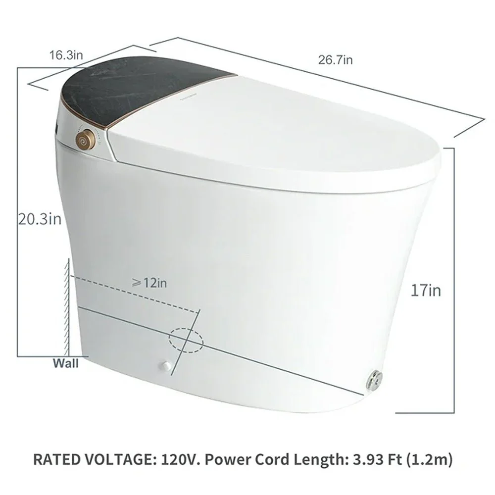 Alora Premium Smart Tankless Bidet Toilet W/ Adjustable Heated Seat, Water & Air Dryer (96174253) - Image 13