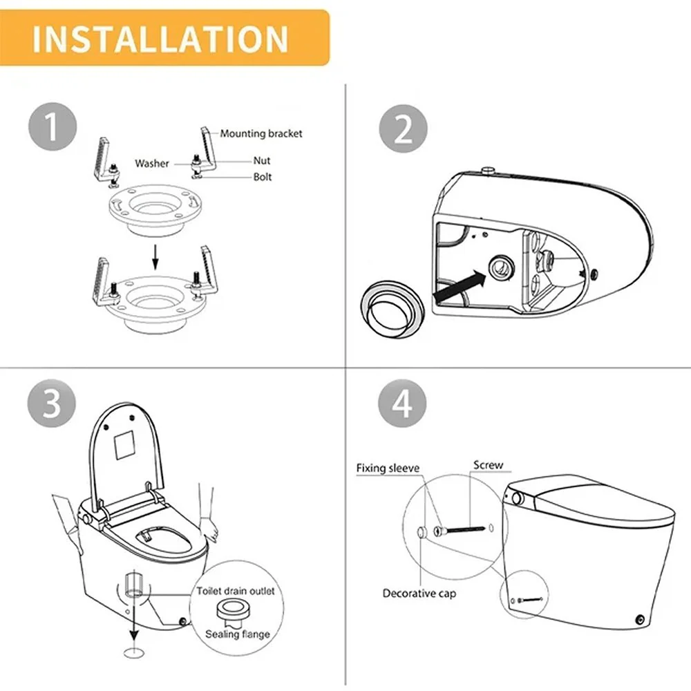 Alora Premium Smart Tankless Bidet Toilet W/ Adjustable Heated Seat, Water & Air Dryer (96174253) - Image 16