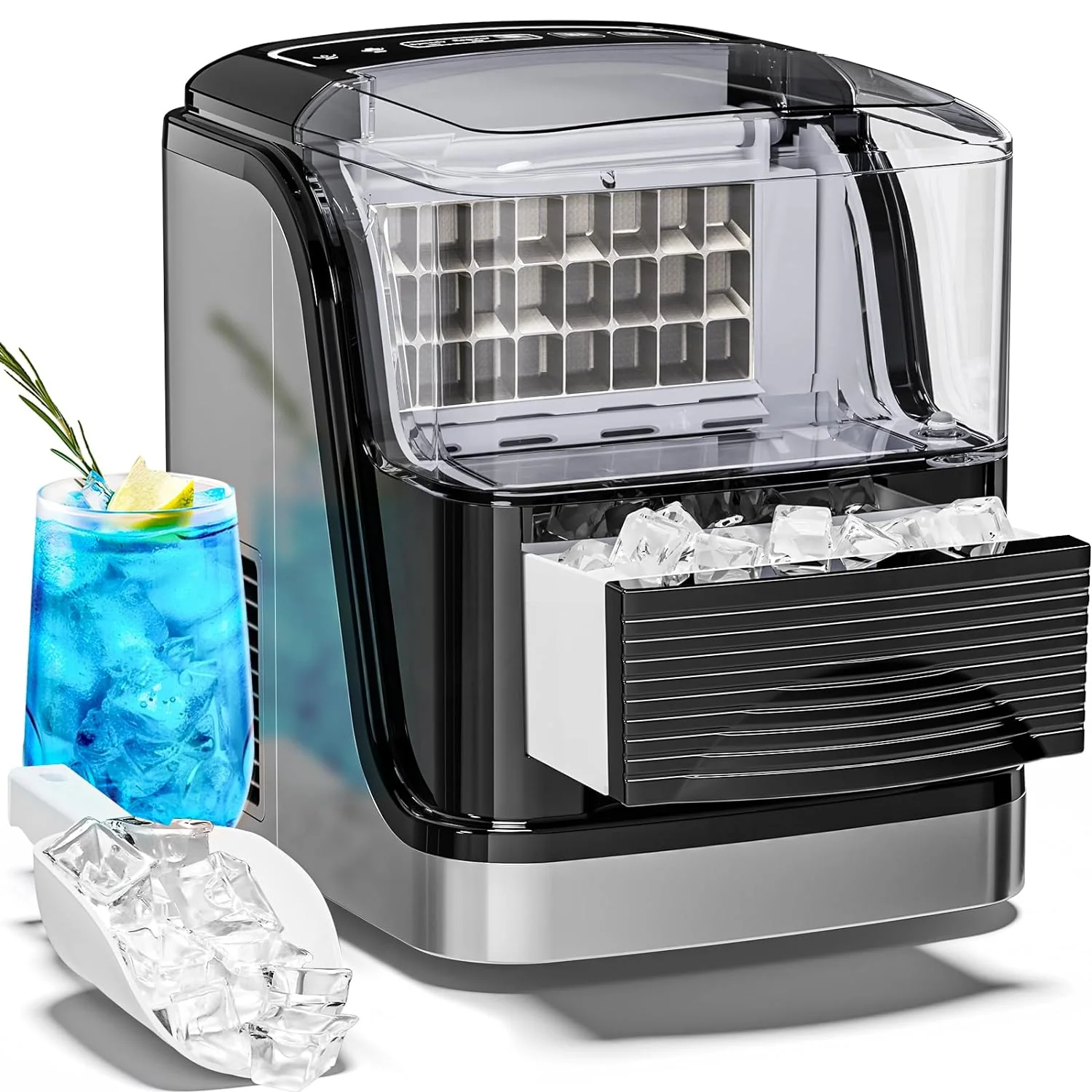 Cubic Ice Maker Machine,33 Lbs/24 Hrs,1.3 Lbs Ice Storage Capacity ,Black - Image 7