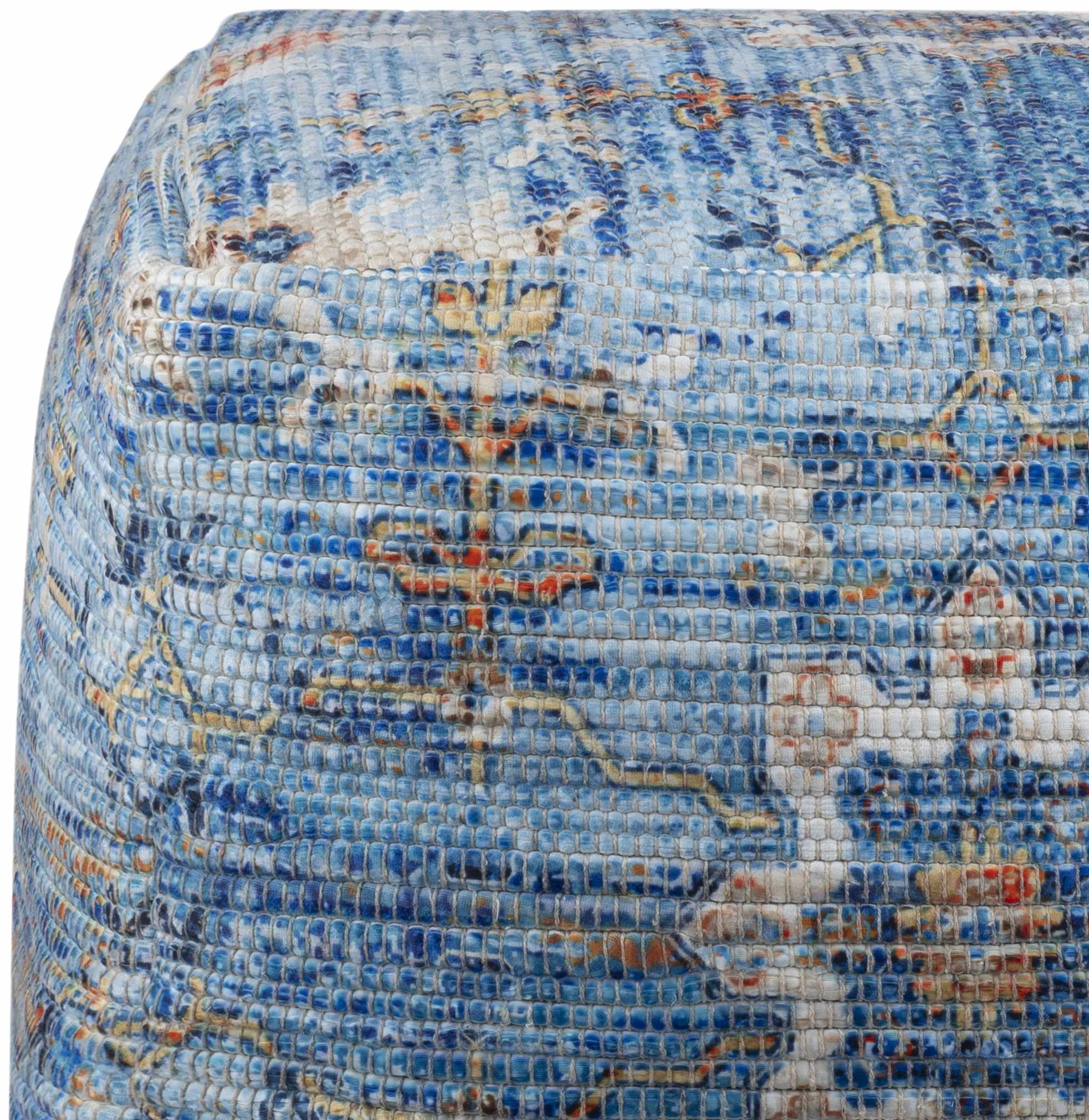 Cuddington Sky Blue Woven Pouf - Image 3