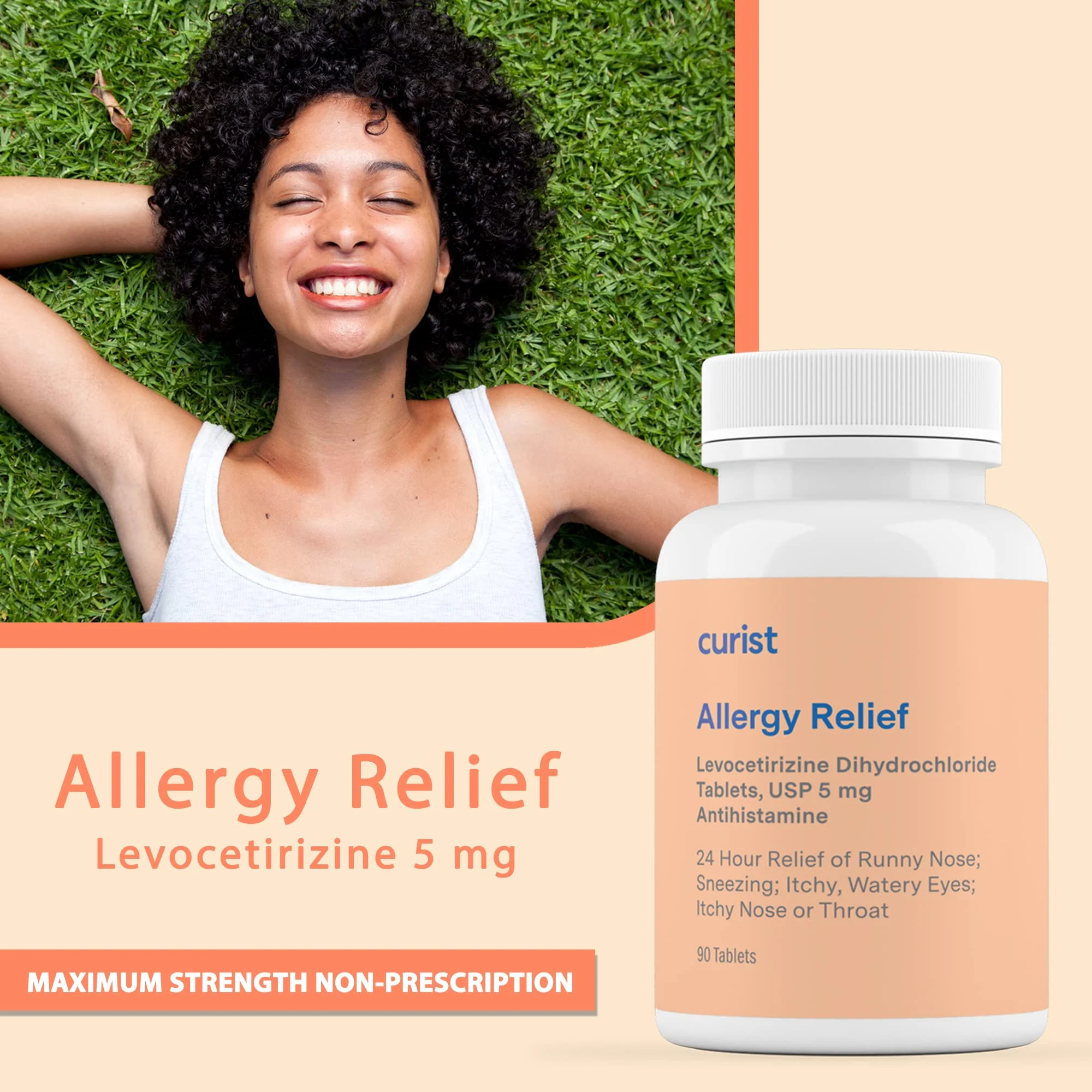 Curist Generic Levocetirizine Dihydrochloride 5mg Bulk (270 Tablets), Allergy Pills, 24 Hour Allergy Relief - Allergy Medicine (3 Packs of 90 Tablets) - Image 9