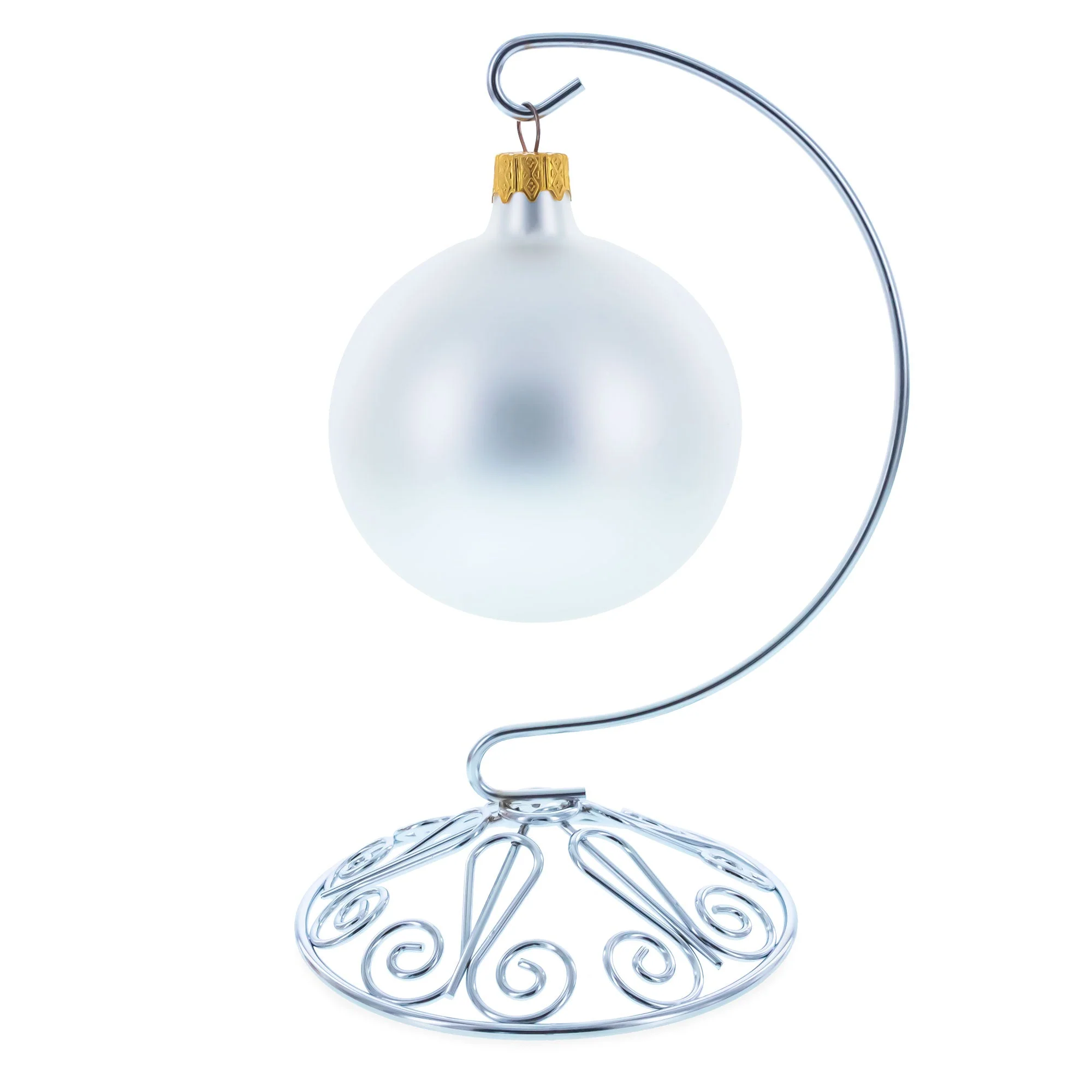 Curved Silver Wire Swirl Base Ornament Stand Display 7 Inches (Taiwan) - Image 2