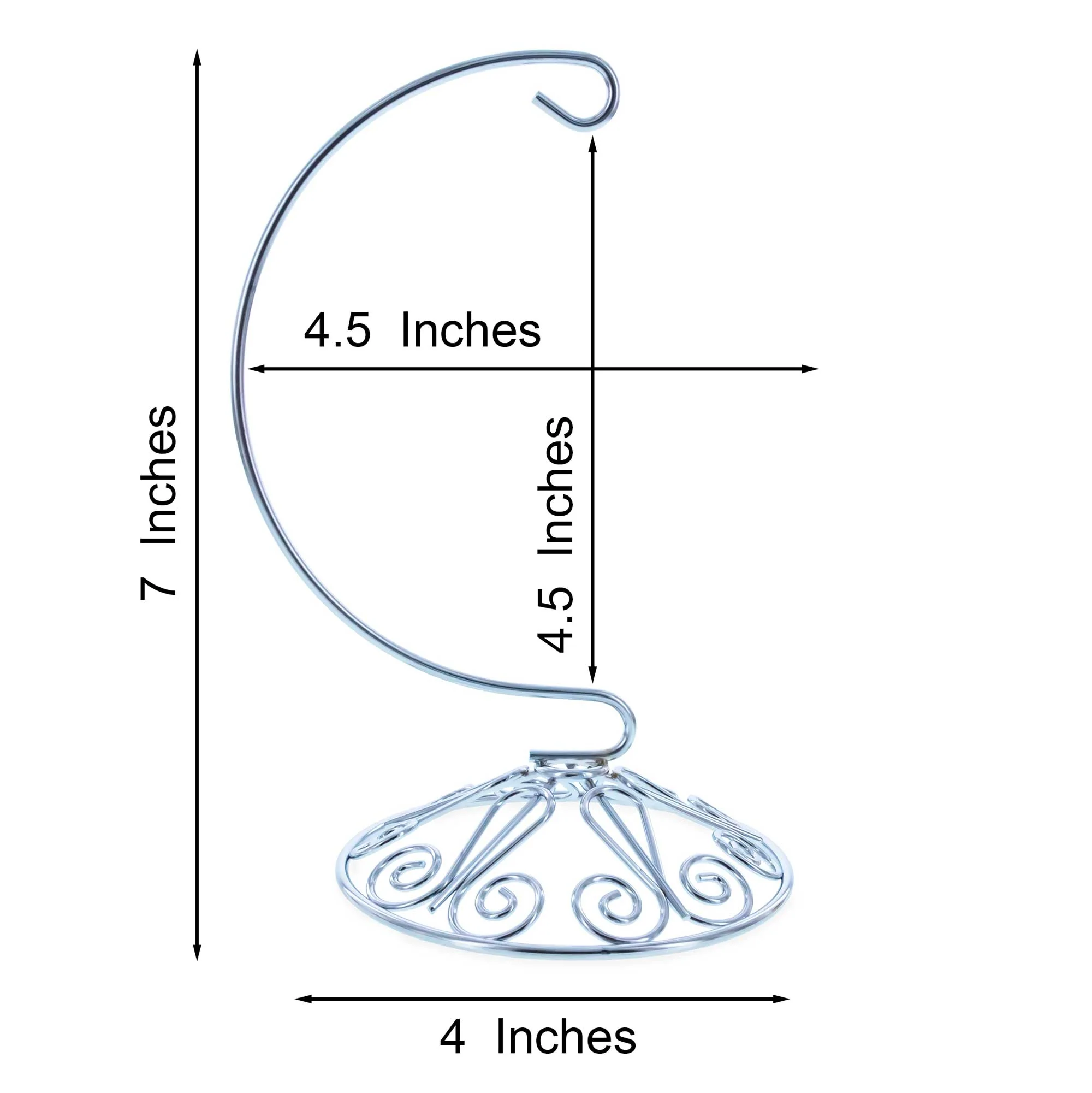 Curved Silver Wire Swirl Base Ornament Stand Display 7 Inches (Taiwan) - Image 3
