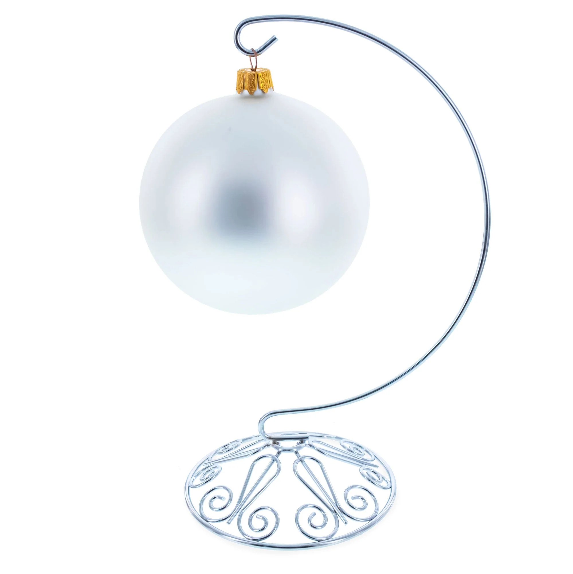 Curved Silver Wire Swirl Base Ornament Stand Display 8.75 Inches (Taiwan) - Image 2