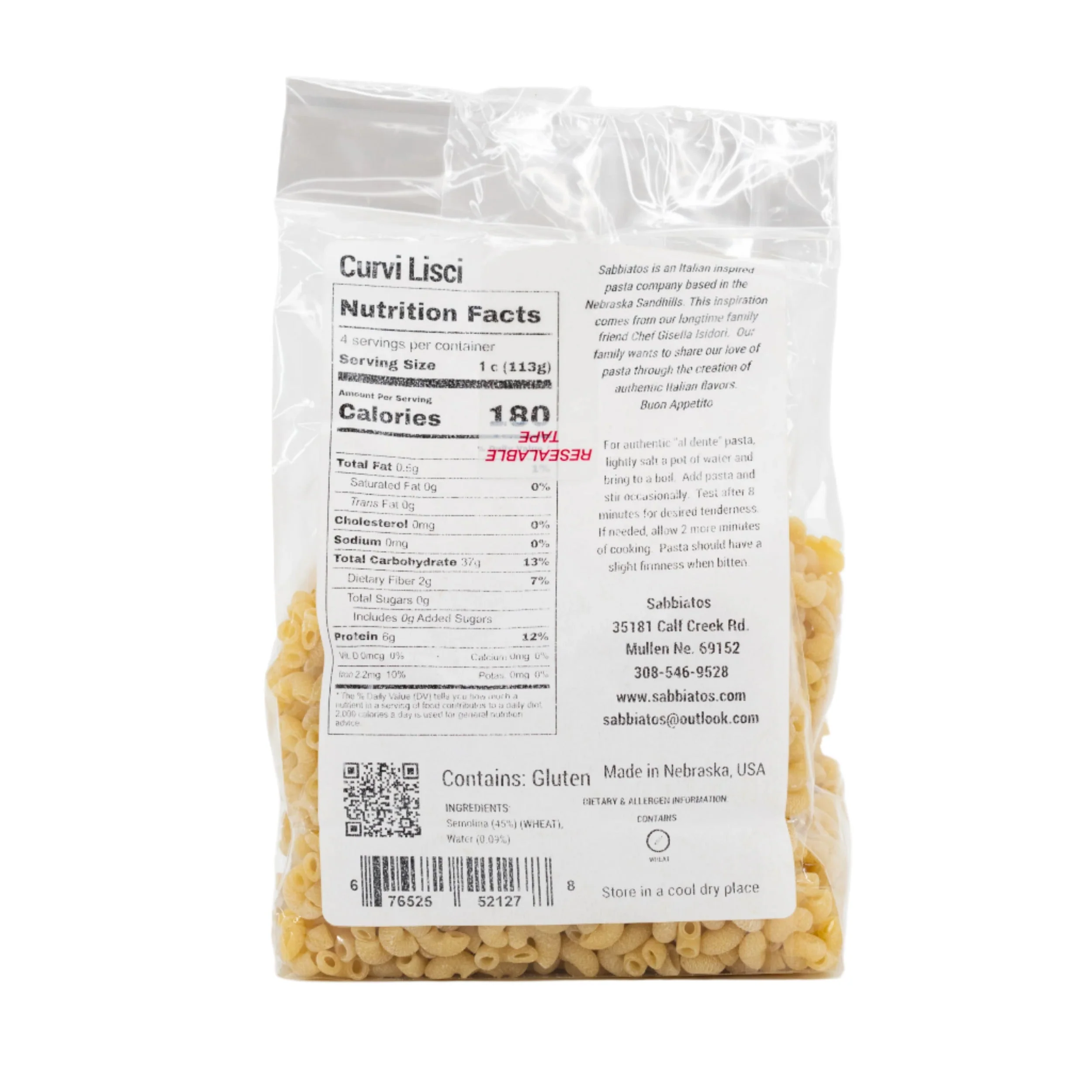 Curvi Lisci Pasta | 16 oz | Pack of 2 | Sabbiatos - Image 4