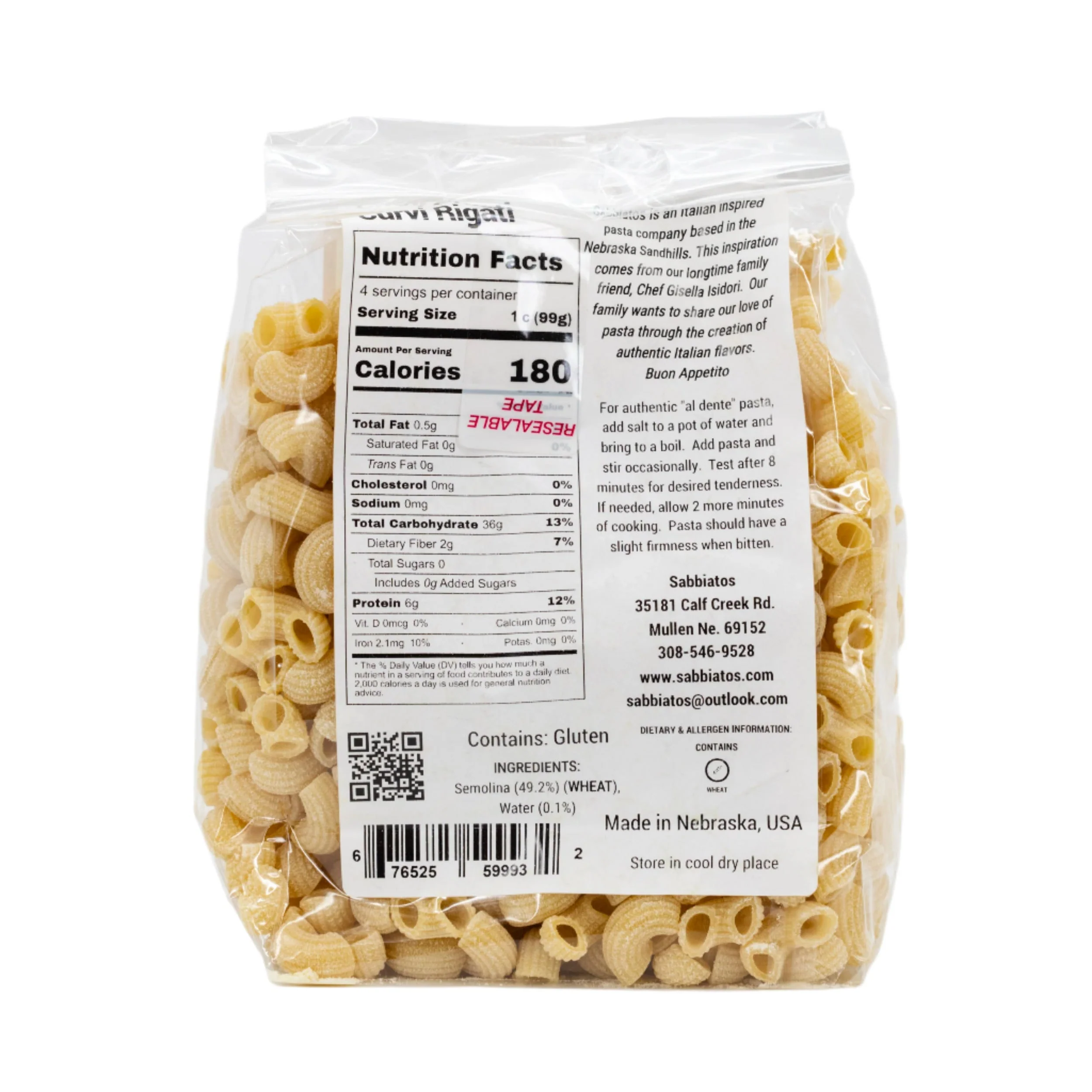 Curvy Rigati Pasta | 16 oz | Pack of 2 | Sabbiatos - Image 4