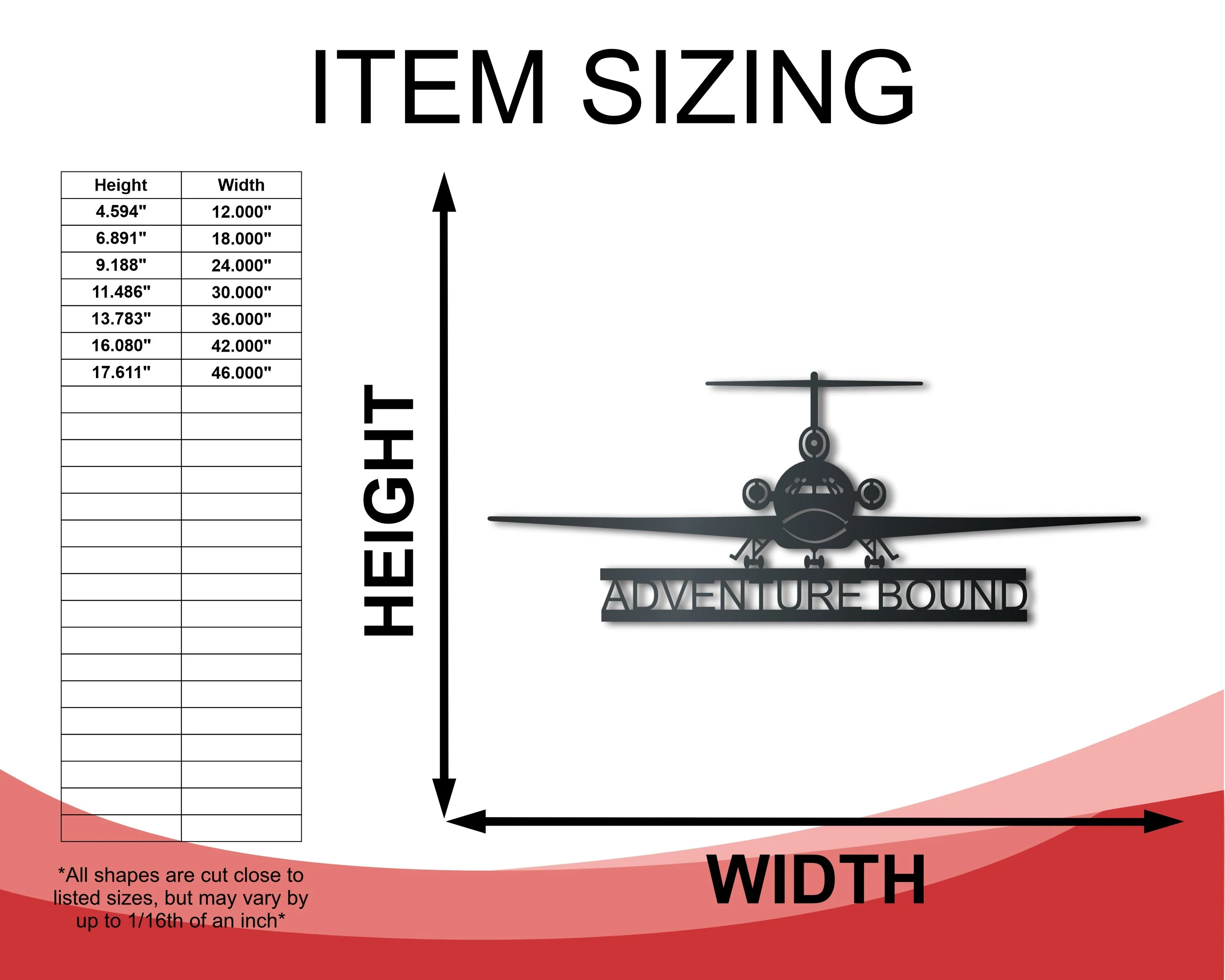 Custom Airplane Metal Sign | Aviation Wall Art | Indoor Outdoor | Up to 46" | Over 20 Color Options - Image 2