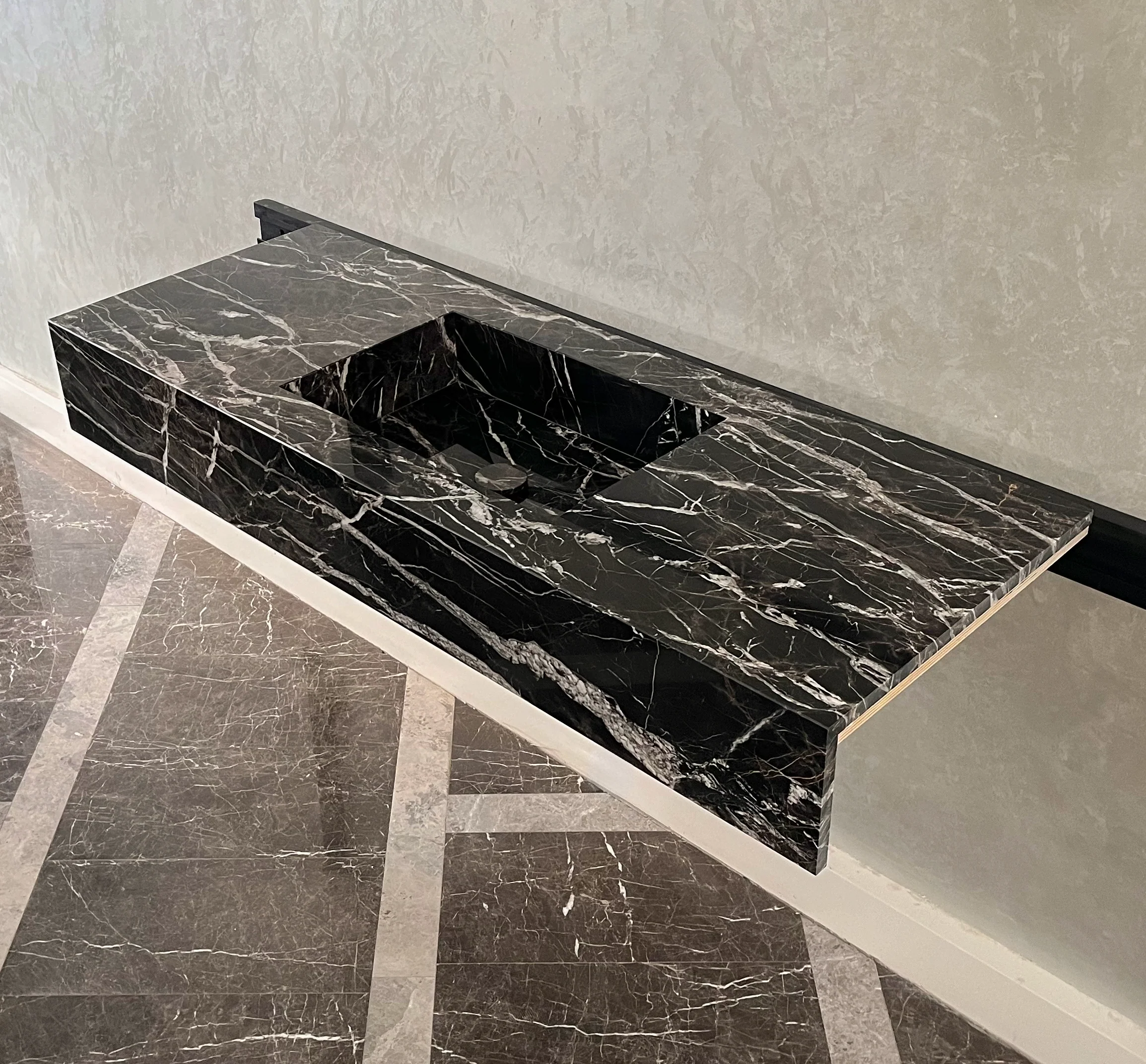 HANDCRAFTED CUSTOM ALEXANDRA BLACK MARBLE SINK (NS-111) - Image 2